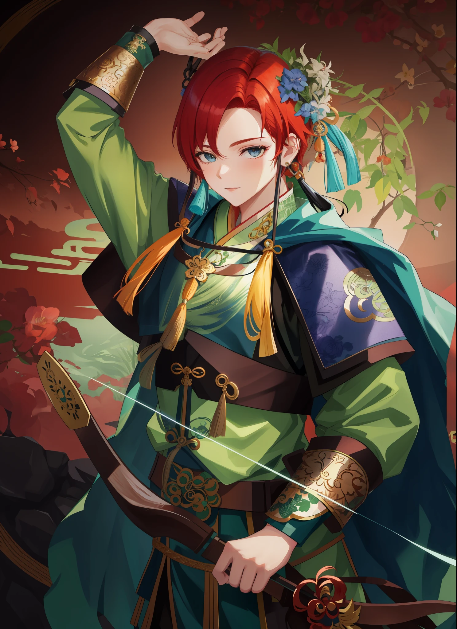 Red hair,short hair