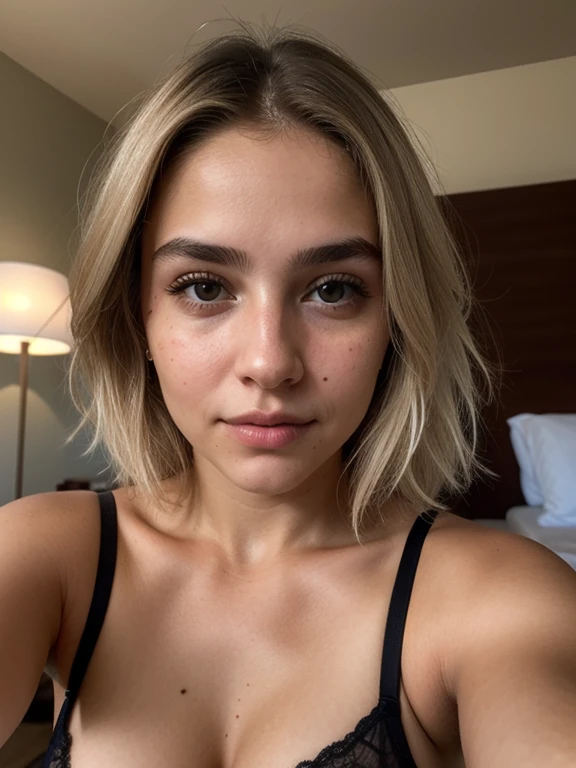 selfie of a sexy 20yo woman,light blond hair, perfect face, masterpiece,instaphoto,latina, a mole on my right cheek, photorealisic,8k,  C cup showing her tits in public