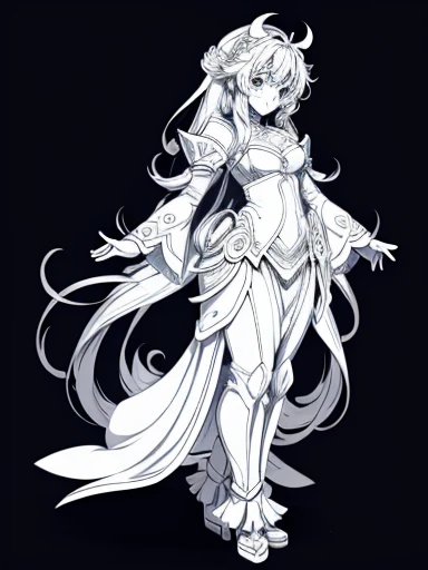 kids coloring book, anime line art, fantasy, low detail, thick lines, no shading