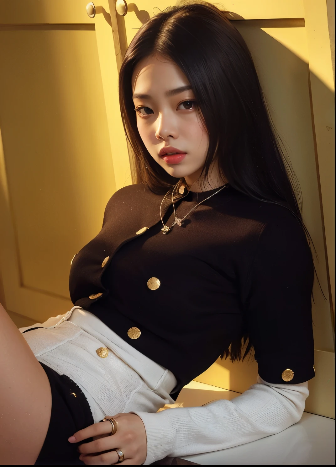 Araffed Asian woman in a black and white outfit posing for a photo, jennie rosa negro, parque roseanne de blackpink, bae suzy, jossi de blackpink, Jinyoung Shin, heonhwa choe, aparcar desde-min, TaeJune Kim, jia, gongbi, portrait of jossi de blackpink, lee ji - eun, lee ji-eun