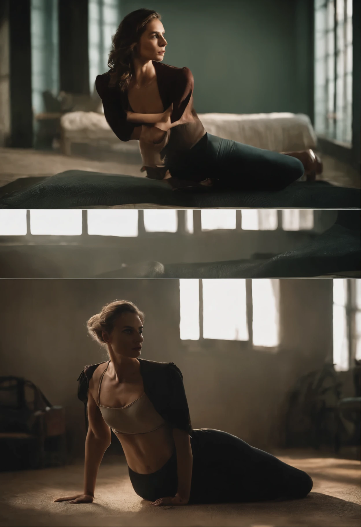 The image shows Irina, a beautiful and attractive Russian woman, standing over a tiny man with her foot on his chest. She has a confident and dominant stance, with one foot raised up and planted firmly on his chest. The man is completely subjugated and under her foot, unable to move.