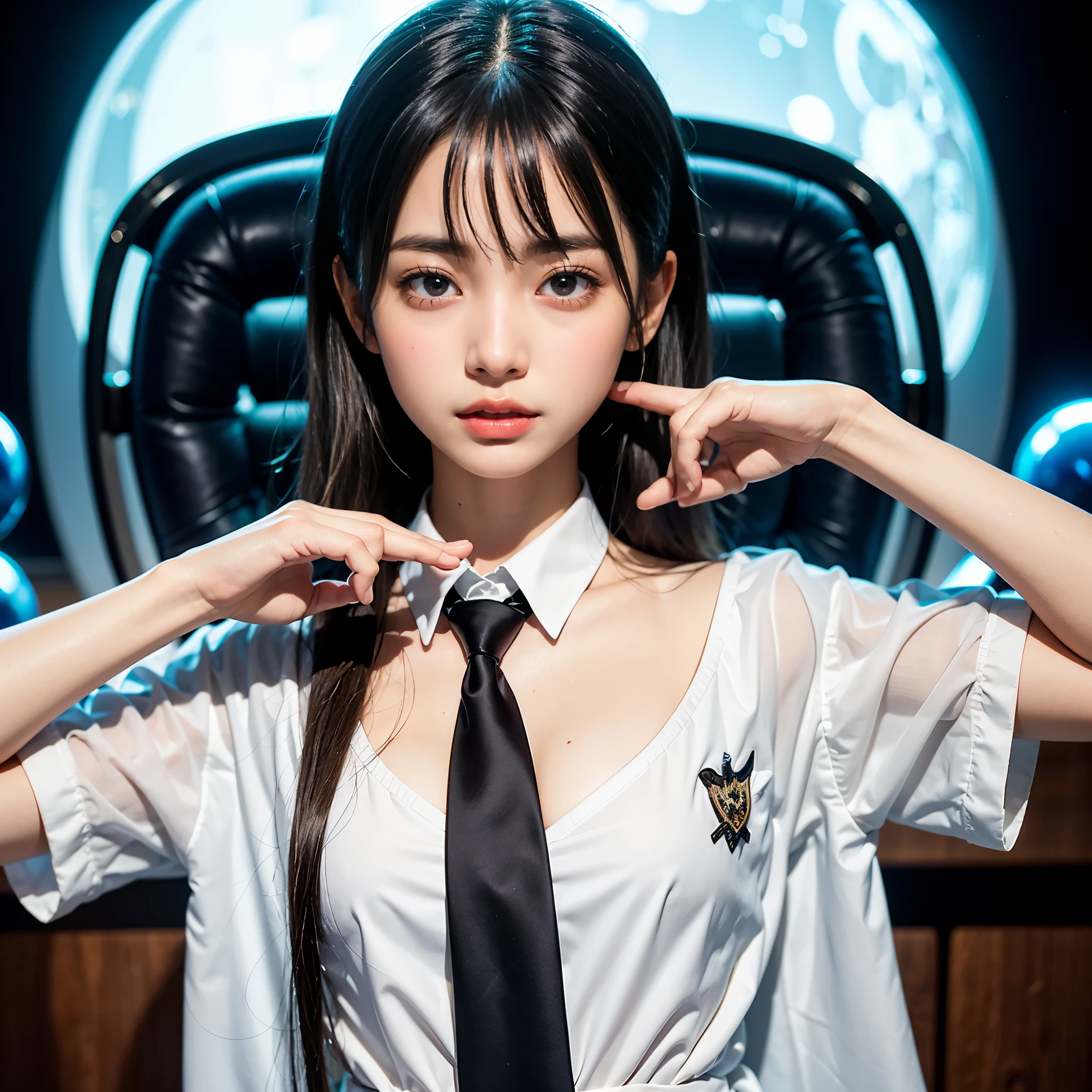 proud woman、surrounded by men、plump、Shimenawa around neck、Hands and feet are tied to the beam with ropes、rampage、angry look、detailed face、detailed hands、detailed legs、(pieces fly, highest quality:1.2), 8K, official art, chest、cute、wearing a suit、chestが見える、 planet, Trending on cgstation, 太陽系外planet, official art, mar planet, Sakimi-chan, Five Fingers Photos'body of, Full body Esbian、suit beauty、cool look、 (masterpiece) (highest quality) (be familiar with) (8K) (movie lighting) (sharp focus) (complicated)black hair、、小さいchest、laughter、incredibly stupid, (beautiful girl, cute face, turn back, gold ornaments in hair、wearing a suit、chestのクローズアップ, wearing a suit, short sleeve, gardenia, Violacea, space , looking at the viewer, film grain, chromatic aberration, オッパイsharp focus, face light, dynamic lighting, cinematic lighting, be familiar withな目と顔, (gray tie、1 part:1.2)