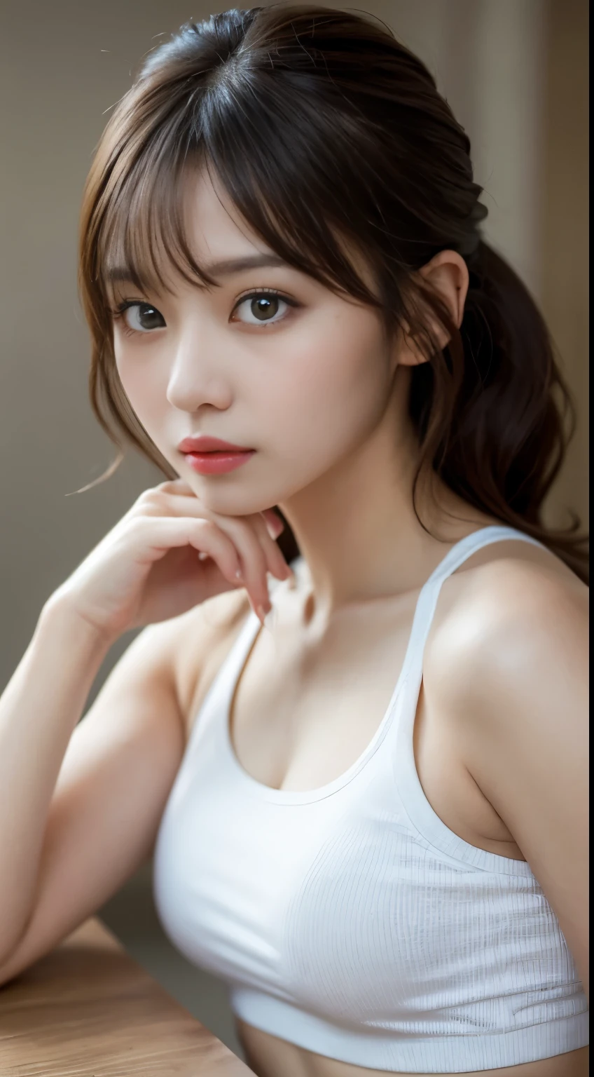 table top, highest quality, shape, Super detailed, finely, High resolution, 8k wallpaper, 完璧なダイナミックな構shape, beautiful and detailed eyes, fitness wear, natural color lip,