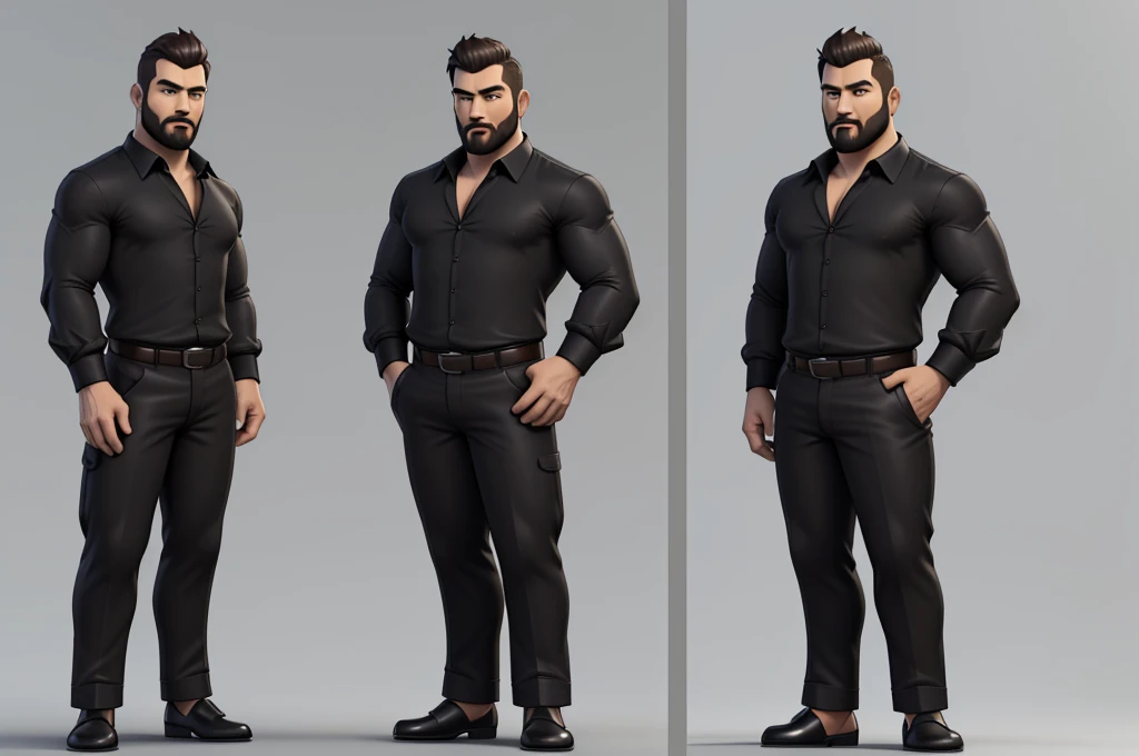 personagem dos desenhos animados de um homem negro Gordinho com cabelo curto come camisa preta , animation character, Caractere estilizado, animation style rendering, 3D estilizado, Arnold Maya render, 3 d render stylized, toon render keyshot, Personagem 3D, Personagem 3D, 3d rendering stylized, 3 d character render, personagem de desenho animado, Personagem de close up, Pose de personagem, (Estilo Pixar) (master part:1.2) (Bokeh) (best quality) (pele detalhada) (textura detalhada) (8k) (argila) (Cinematic lighting) (sharp focus ((Art Style Full Body View, plano completo, vista frontal, vista lateral, vista traseira, do personagem, multiple views and poses, Multiple points of view, um personagem, corpo inteiro, personagem com menos, estilo de roupa, no mesmo estilo de cabelo, menos Tipo de sapato, forte)):: ((full body view, plano completo, vista frontal, vista traseira, design de personagem, multiple views and poses, Multiple points of view, de um personagem, corpo inteiro, personagem com menos , estilo de roupa, no mesmo penteado, less Type of footwear)):, (escuro, fundo preto liso: 1,4)
