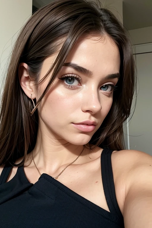 Belle fille, Marron_eyeeautiful mince adolescente de 18 ans, cheveux color [Brown highlights cheveux], [Pixie undercut] cheveux)), boucles d’oreilles, lèvres, Réaliste, taille étroite, charmant, pink lèvrestick, maquillage coloré, Cils longs, boucles d’oreilles, porter de l’eye-liner, peau claire, (mignon), (face détaillée), Yeux détaillés, Iris détaillé, corp magnifique, corps athlétique, abdominaux prononcés sur l&#39, pantalon moulan, veste cuir , sac LV