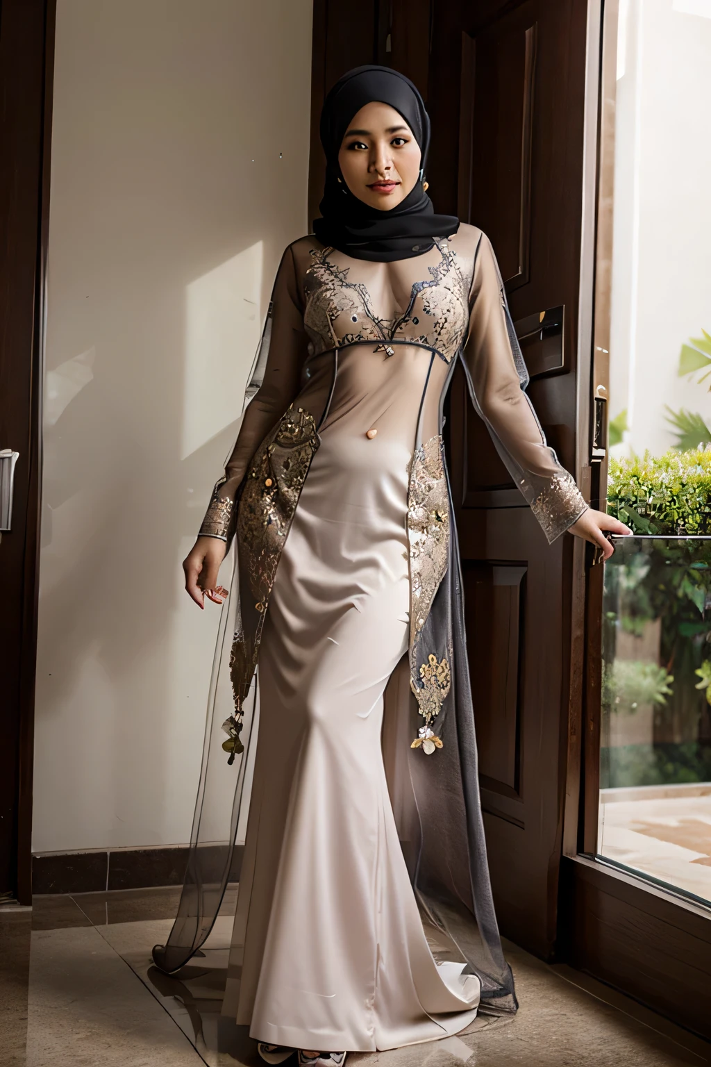 malaysian hijab, transparent kebaya, sexy