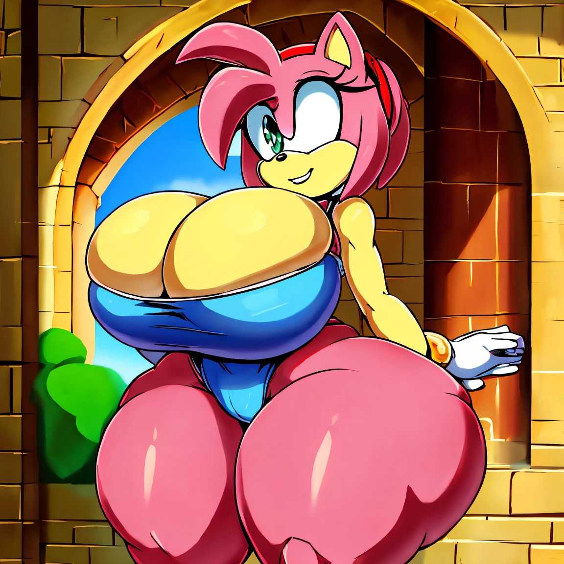 AmyRose. cuello. armadura medieval. ((enormous droopy )) . (Very high definition. 8k). Chica Thicc. Trazos de cuerpo extra detallados. Trazos de ojos extra detallados. Super voluptuosa.