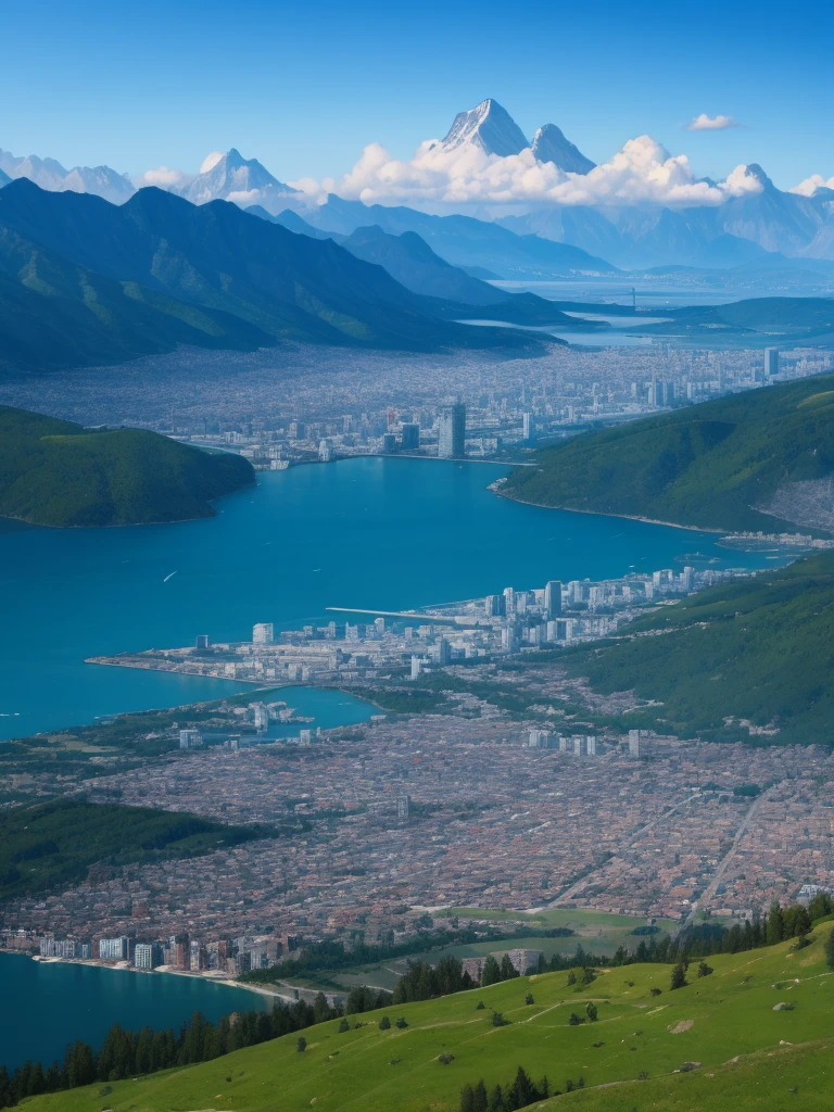 cloud, global city, city View, mountains, 