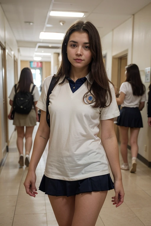A girl size girl, in college uniform in her dormitory sucking penis 