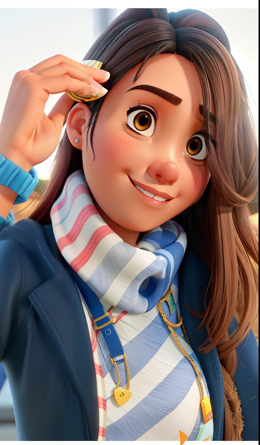 uma mulher morena estilo pixar, alta qualidade, melhor qualidade