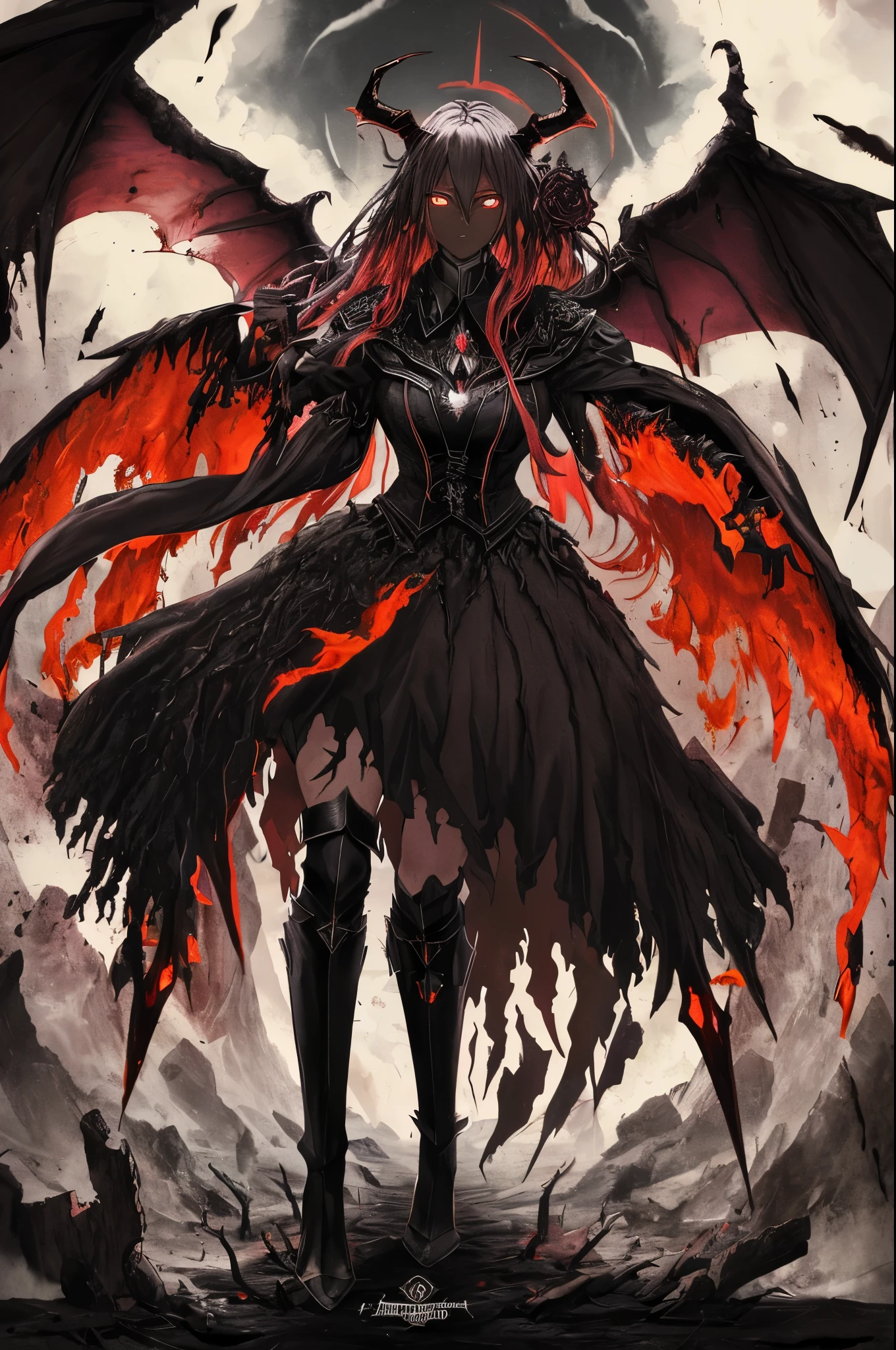 1girl, demon horns, black long dress, frills, lace, half body
flying, red hair, short hair, red eyes, demon wings, angry, open mouth, spread arm,
town, night, <lora:torino_aqua_offset:1>, torino aqua
