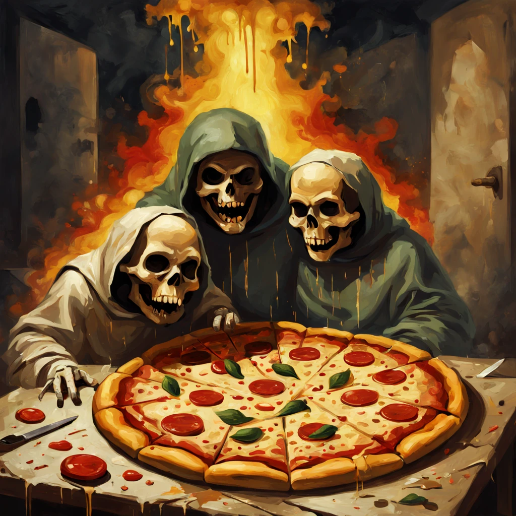 The Case of the Killer Pizzas, in painting art style