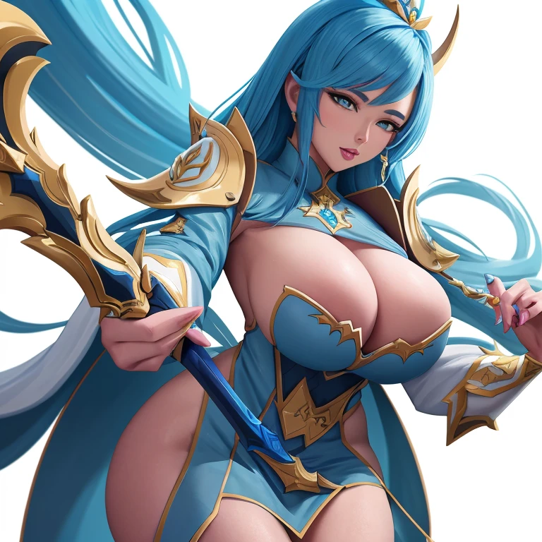 um close up de uma mulher com uma espada em um jogo, Arte de mobile legends inicial, Karina mobile legends, arte inicial, azar arcano, Karina de mobile legends, Karina, elfa, cabelo azul, roupa roxa e escuro.