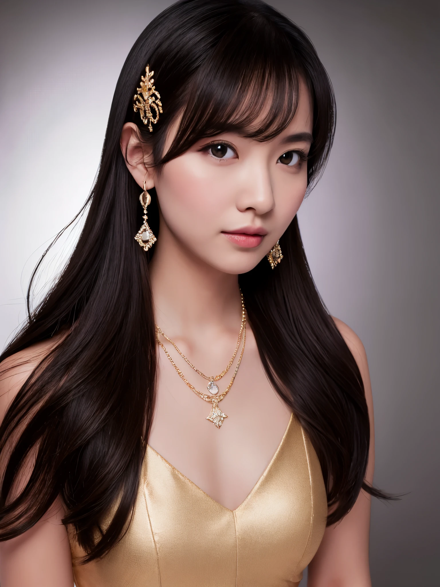Best Quality, Masterpiece, High Resolution, 1 Girl, Porcelain Dress, Hair Accessories, Necklace, Jewelry, Beautiful Face, Physical, Tyndall Effect, Realistic, Dark Studio, Rim Lighting, Duotone Lighting, (High Detail skin: 1.2), 8k uhd, DSLR, soft light, high quality, volumetric light, sneak shot,
