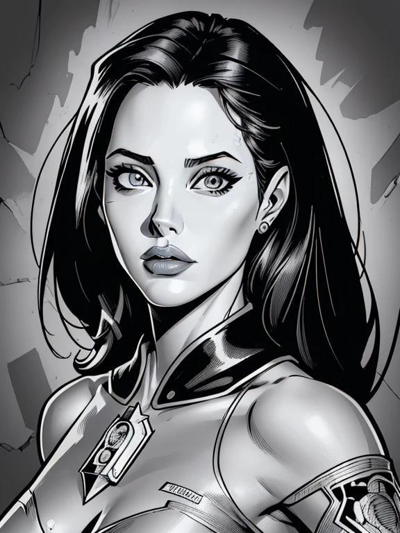 pencil and ink illustration, portrait of 20 year old [Jennifer Garner|Angelina Jolie], pretty face, comic style, cartoon,, extreme sharp, extreme detail, HD, HDR, 8K, masterpiece, best quality, best resolution, detailed face, detailed eyes, focused