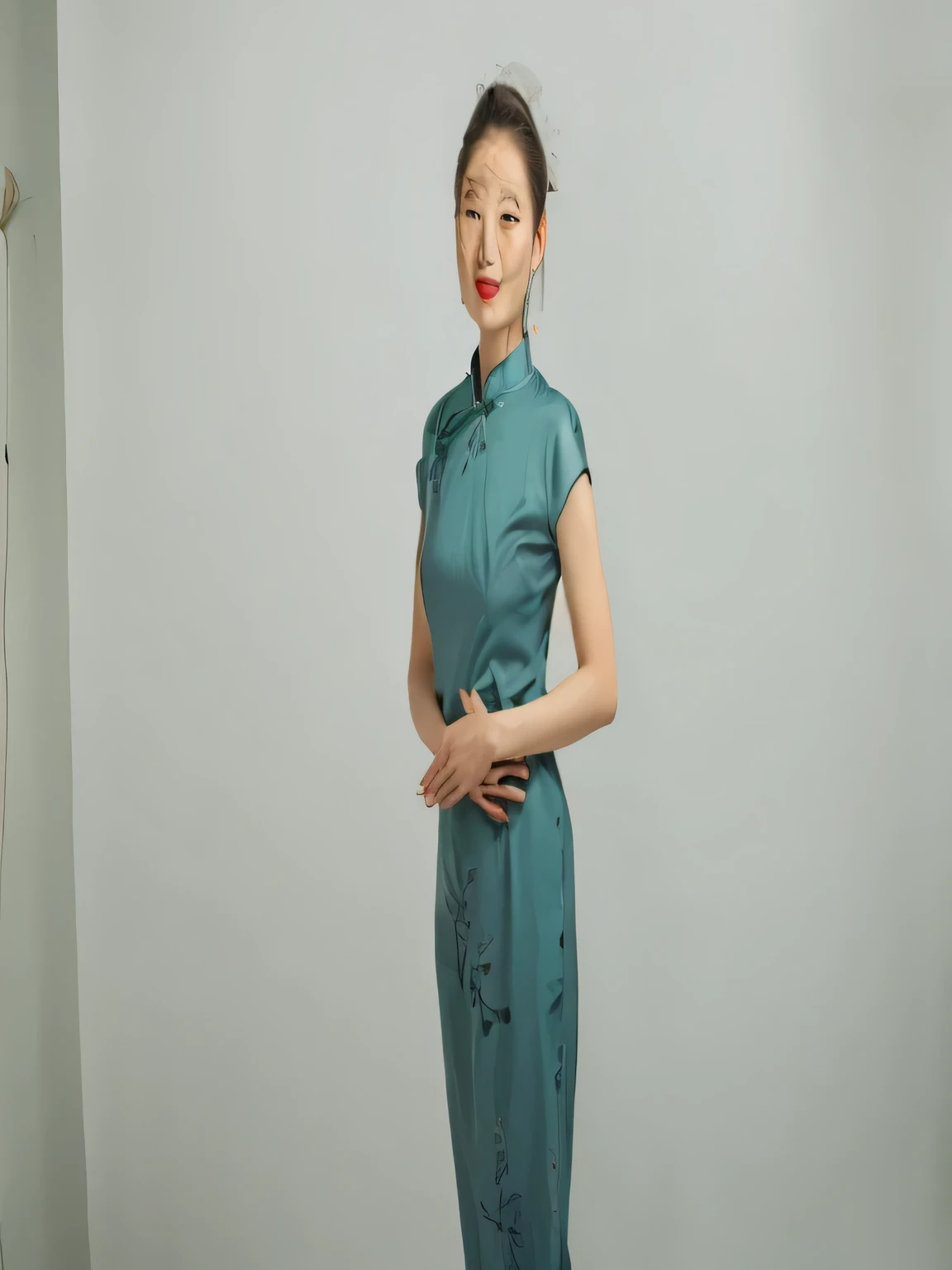 multiple sclerosis. Feder posed for photos in a green dress, 穿着蓝色cheongsam, in a blue qipao, cheongsam, chinese woman, Paired with ancient Chinese costumes, traditional Chinese clothing, cheongsam, Chinese girl, China costume, photo of a woman, an asian woman, traditional Chinese, woman posing, wearing a robe, woman in skirt