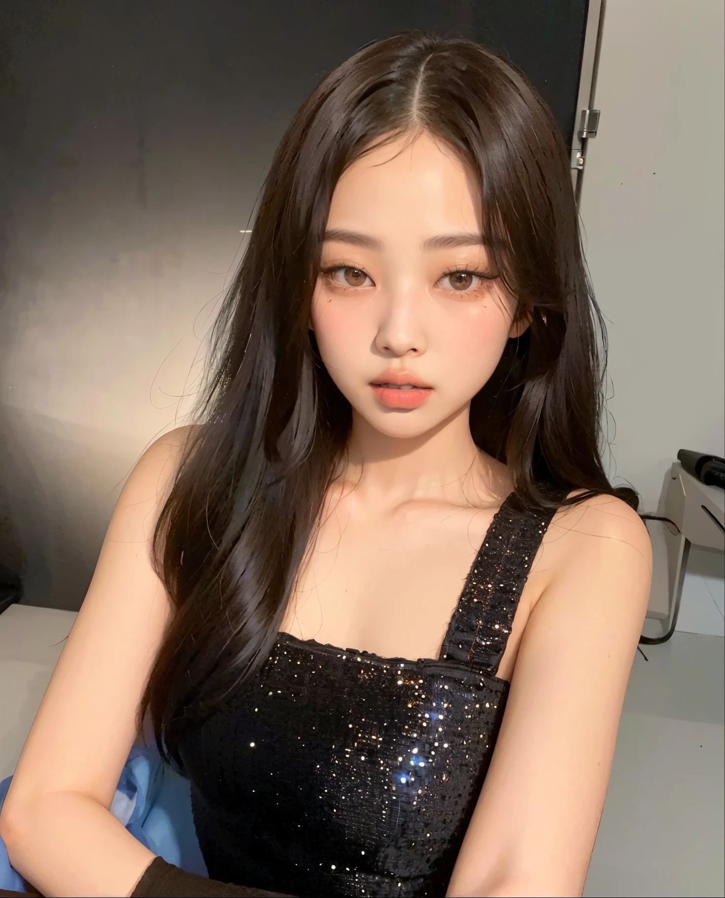 Asian woman with long dark hair wearing a black dress, jennie rosa negro, jossi de blackpink, jaeyeon nam, portrait of jossi de blackpink, Jinyoung Shin, ulzzang, sha xi, heonhwa choe, sol yunjoo, parque roseanne de blackpink, Jisoo de Blackpink, aparcar desde-min, TaeJune Kim, lee ji-eun