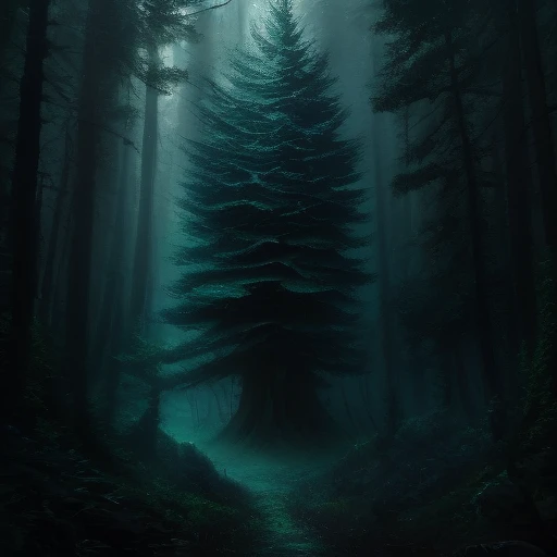 a person standing in a dark forest with a giant tree, floresta escura se aproxima, dark arte de terror de fantasia, a sinister fantasy illustration, arte sombria surreal, mulher em uma floresta escura, arte de terror de fantasia, arte escura de fantasia, dark fantasy illustration, imagem assustadora espiritual, numa floresta feita de pesadelos, arte de fantasia sombria, arte surreal sombria, arte conceitual de uma floresta escura