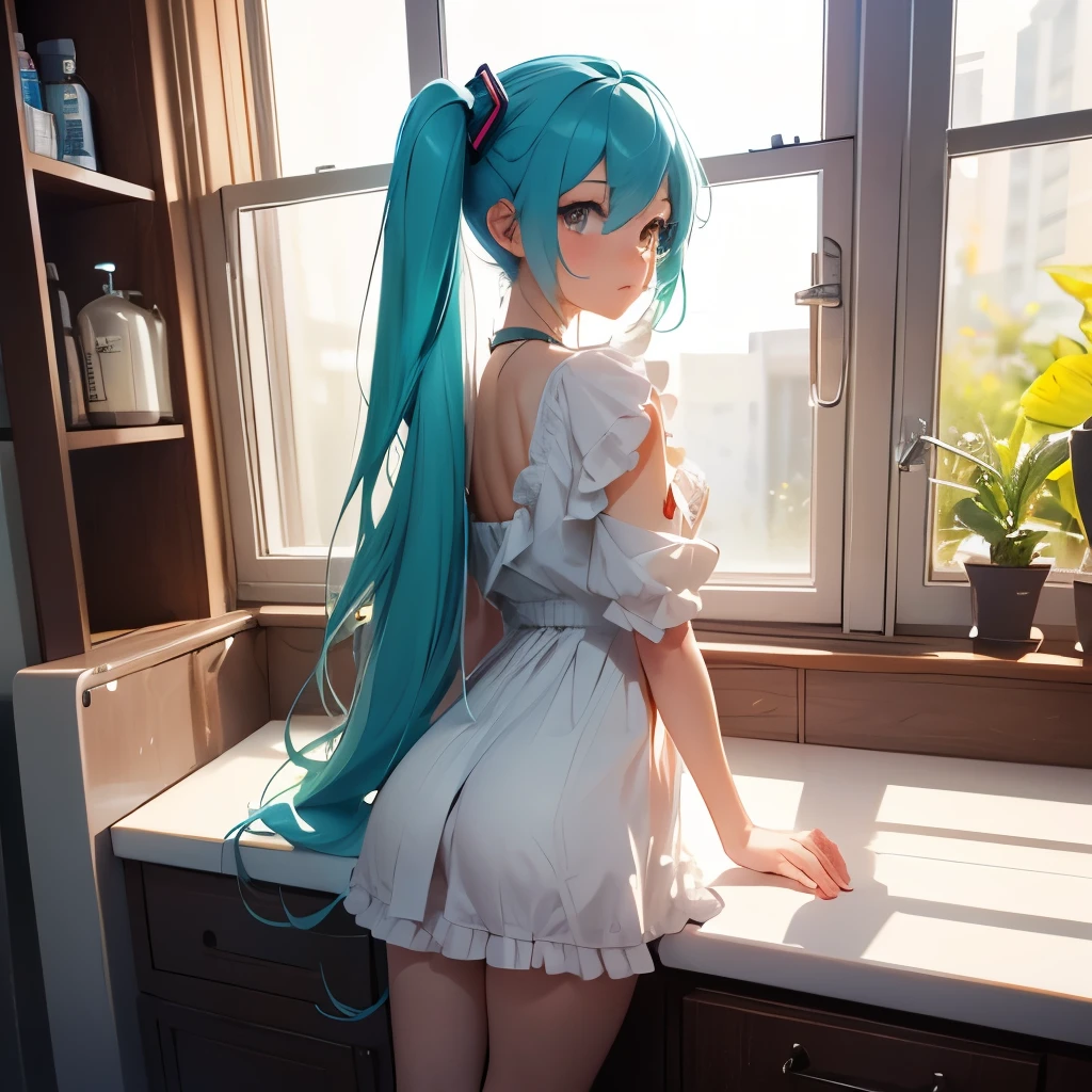 Hatsune Miku、morning、Entering the toilet、peeing