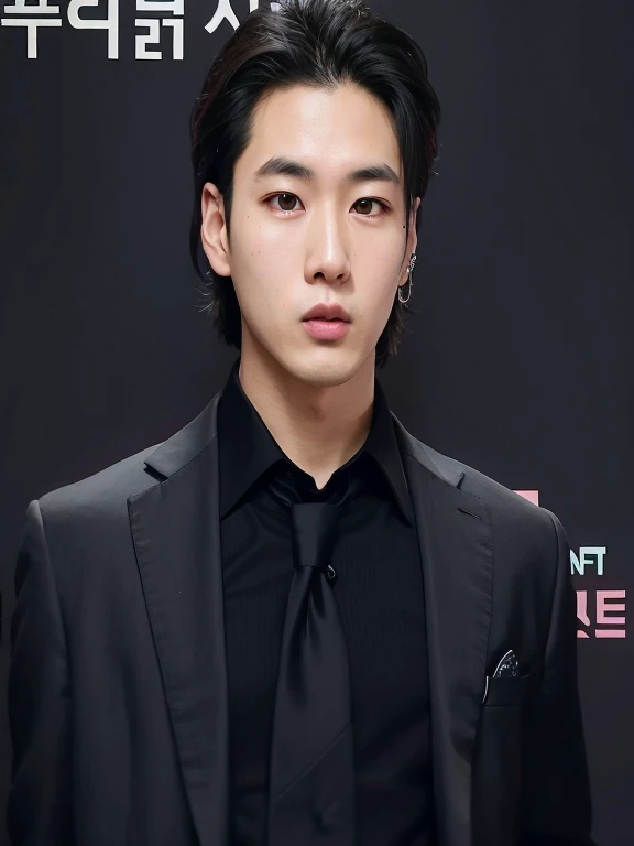 Asian man in suit and tie posing for a photo, cai xukun, jungkook, retrato de jossi de blackpink, TaeJune Kim, kpop idol portrait, hyung tae, beautiful androgynous prince, artista coreano, Jung Jaehyun, shin jeongho, Hwang se - es, en un traje negro
