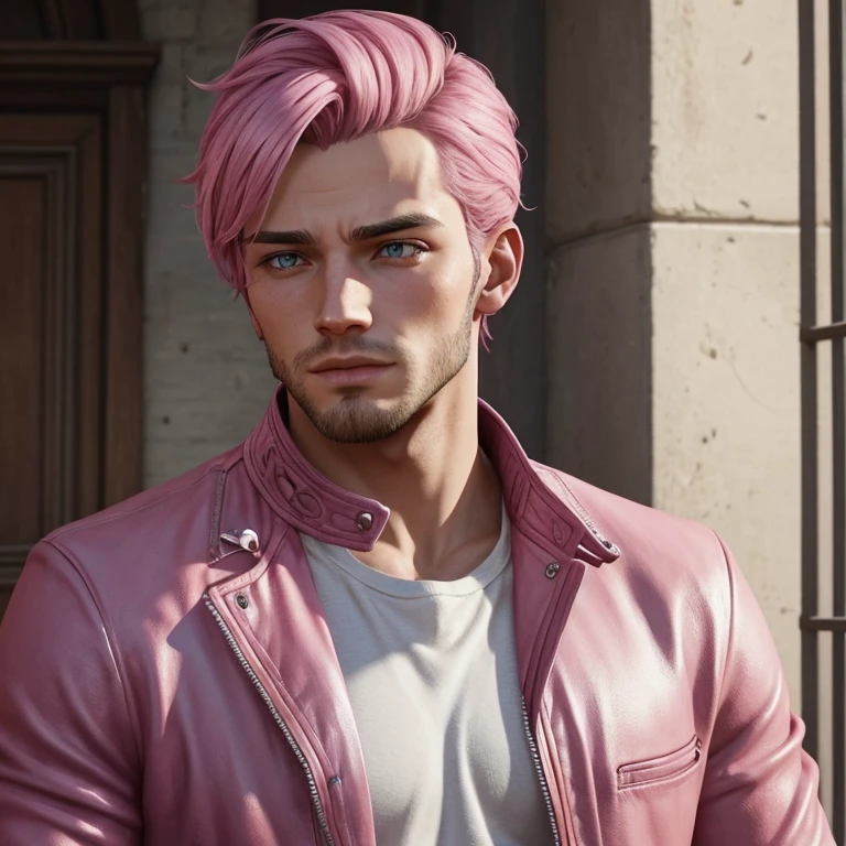 Un homme de 25 ans qui a les cheveux rose claire ,who likes pink and is of French origin but lives in Los Santos