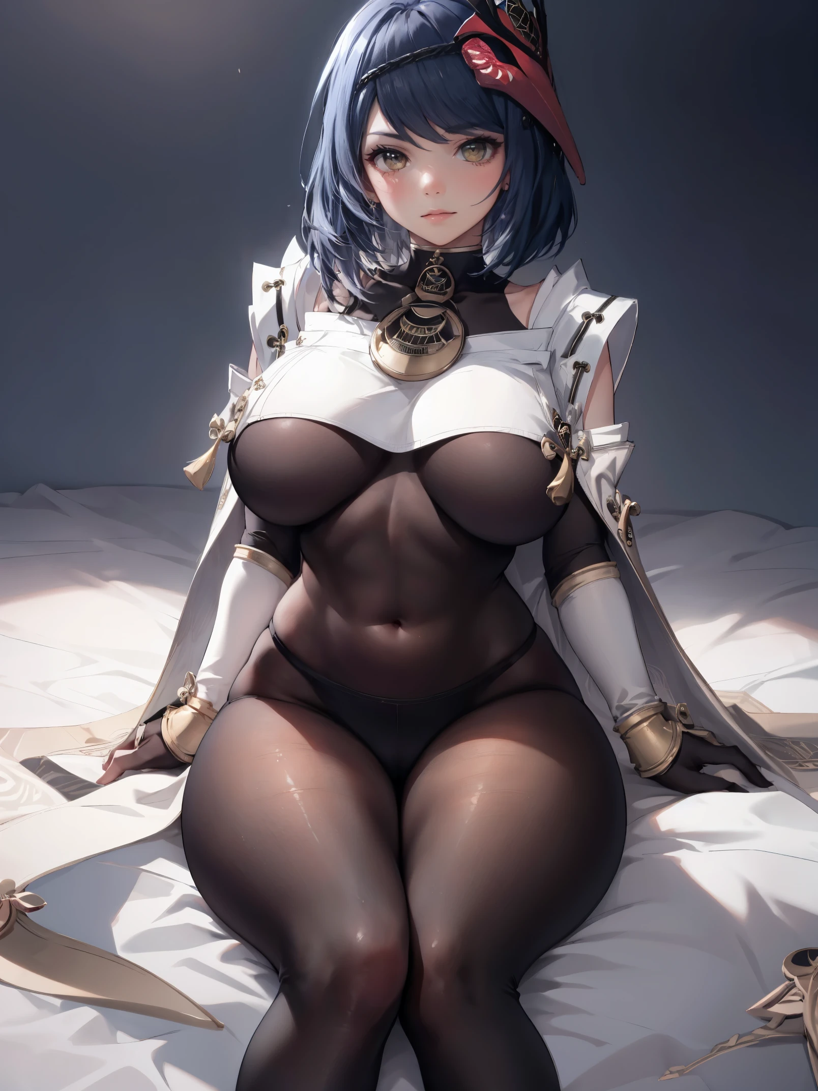 Kujou Sara|Genshin Impact,Ulzzang-6500-V1.1, (raw photos:1.2), (realistic:1.4), gigantic breasts, Beautiful girl captures details, very detailed Eyes and Face, Beautifully detailed eyes, Ridiculous, Incredibly Ridiculous, Big file size, มีvery detailed, high definition, very detailed, Highest quality, Masterpiece, kemomimi, illustration, very detailed, CG, combination, 8K wallpaper, amazing, Nice details, Masterpiece, best quality, highly detailed cg uniform 8K wallpaper, light on face, movie light, 25 year old girl, (no panties)), ((dynamic gesture))), (camel toe), (half), (tights), (sitting legs bending knees))