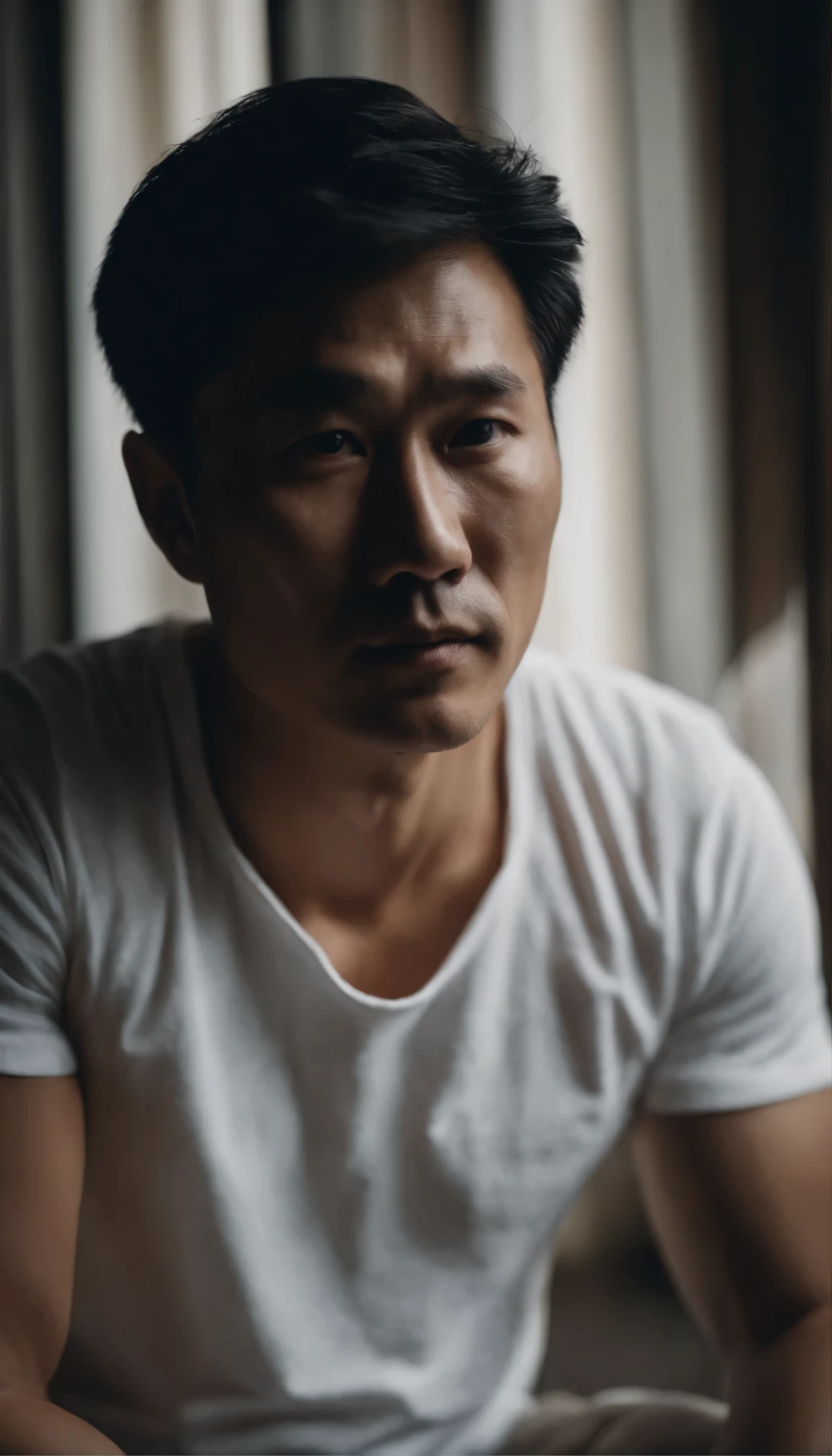 Cinematography Portrait of an Asian man with white cotton t shirt