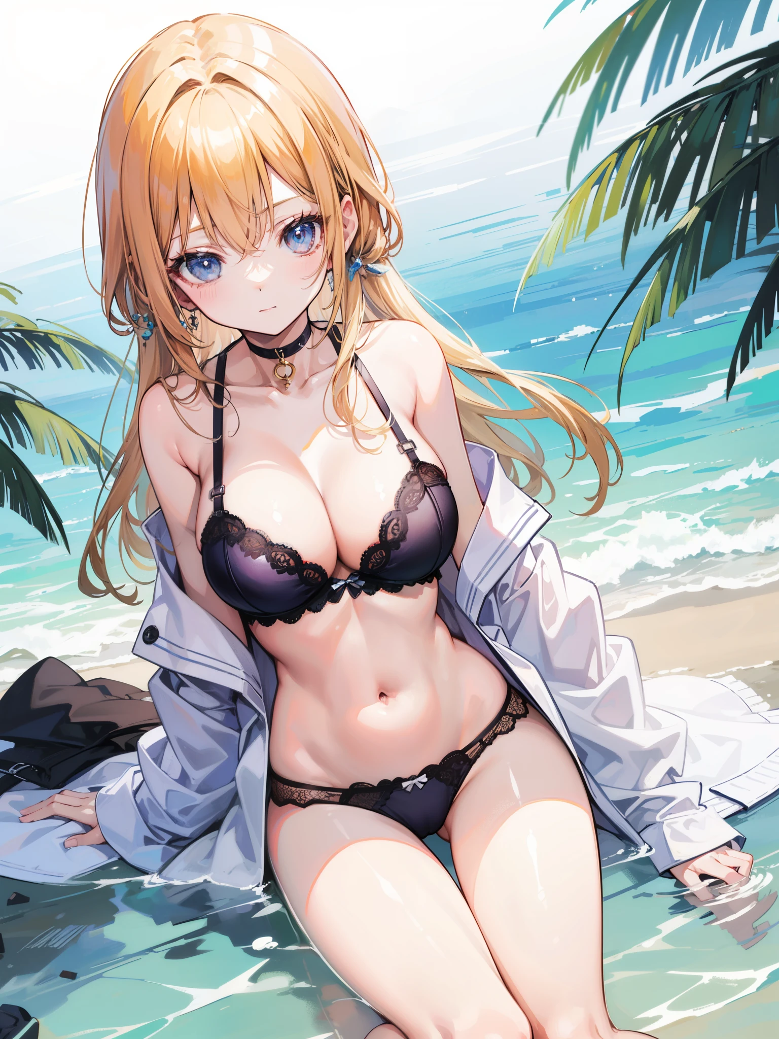 muste piece、High resolution、1 Cool Lady、underwear models、underwear only,Cute lingerie、big breasts、cute anime illustration、