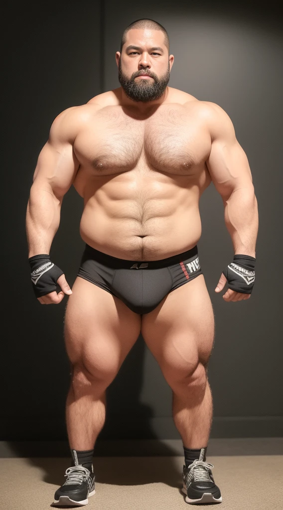 the only person,male,muscle wrestler,muscular,stout wrestler,Japan,uncle,45岁middle aged男子,short hair,short hair细节,wrestling boots,Sneakers body image,Panoramic figures,WWE ring,WWE professional wrestling,spotlight,shadow,Vision,orange color,gold short-lived,40 years old,short beard,middle aged,Tattoos are,fingerless gloves,wheat colored skin,oily skin,dark skin,Show off your chest muscles,sumo wrestler,bodybuilder,short beard,wide temples,Serious,