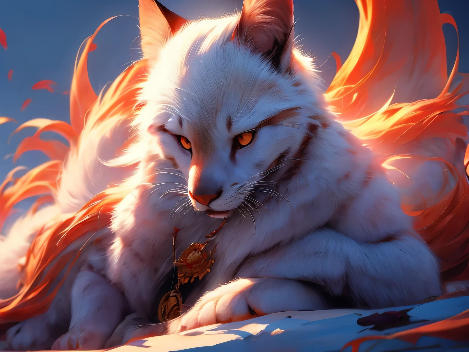 (best quality,4k,8k,highres,masterpiece:1.2),ultra-detailed,realistic portrait,**************** with nine tails, by the lake, full body