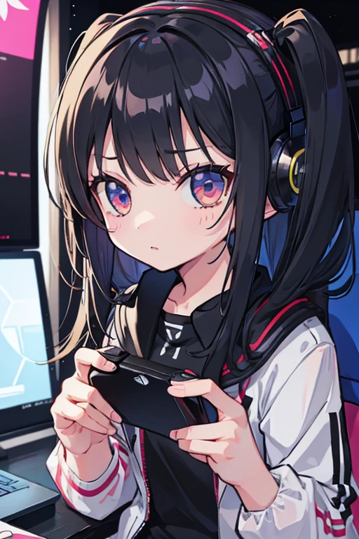 girl, 8k, very cute, gamer, grabbing console