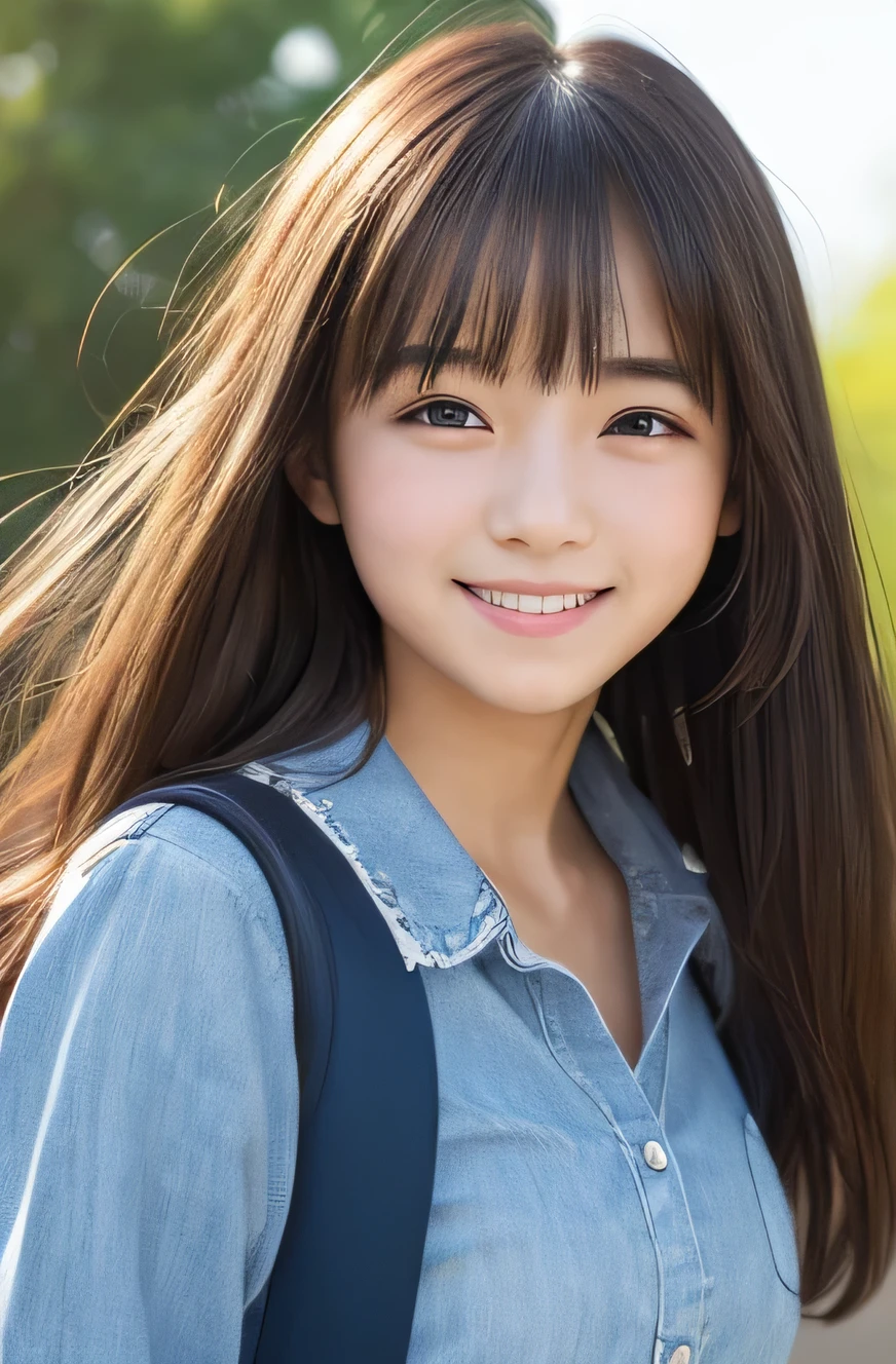 (highest quality、masterpiece:1.2)、highest quality、realistic、photograph、High resolution、1080P、8K、rough skin、physical rendering、1 Japanese girl、、cute、young face、curled hair、full of embarrassment、smile