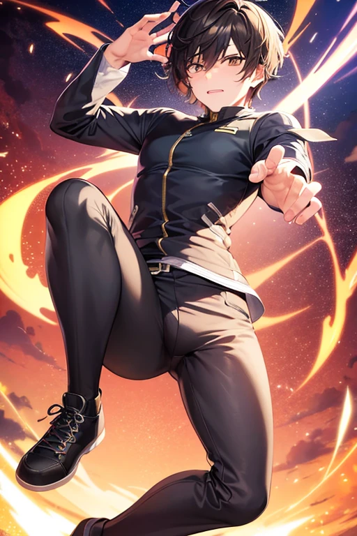 dynamic male full body air kick pose