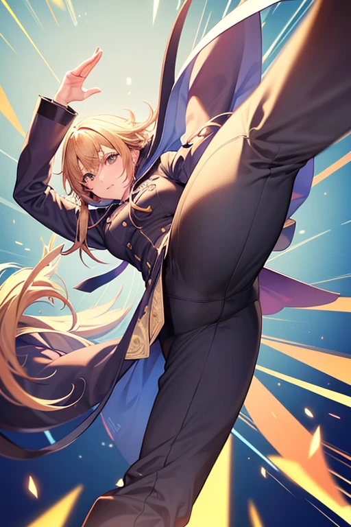 dynamic male full body air kick pose