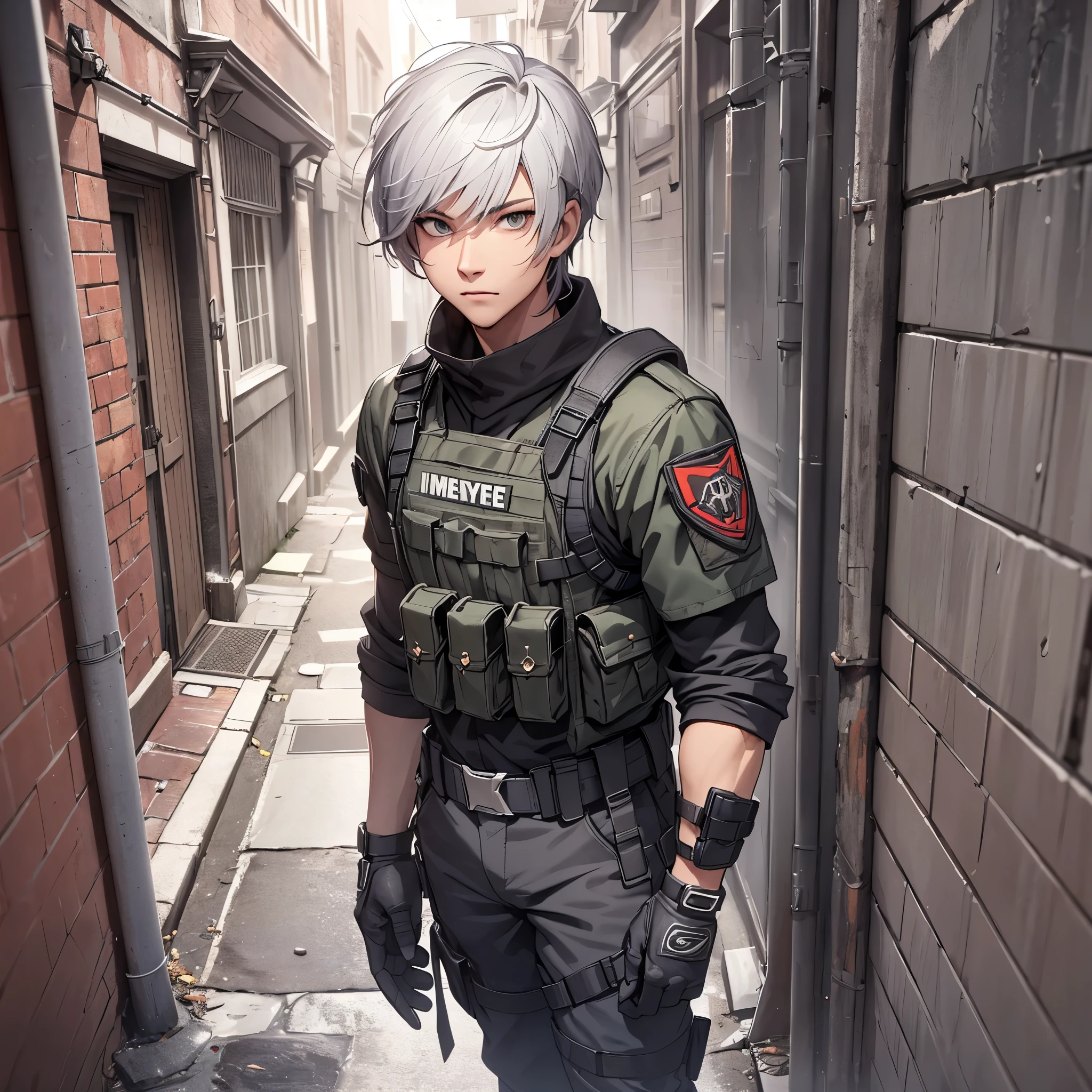 1man, handsome, black short hair, 18 years old, wearing combat suit, masterpiece, rtx,ray tracing, 4k, top quality, highly detailed, official art, stunning visuals 