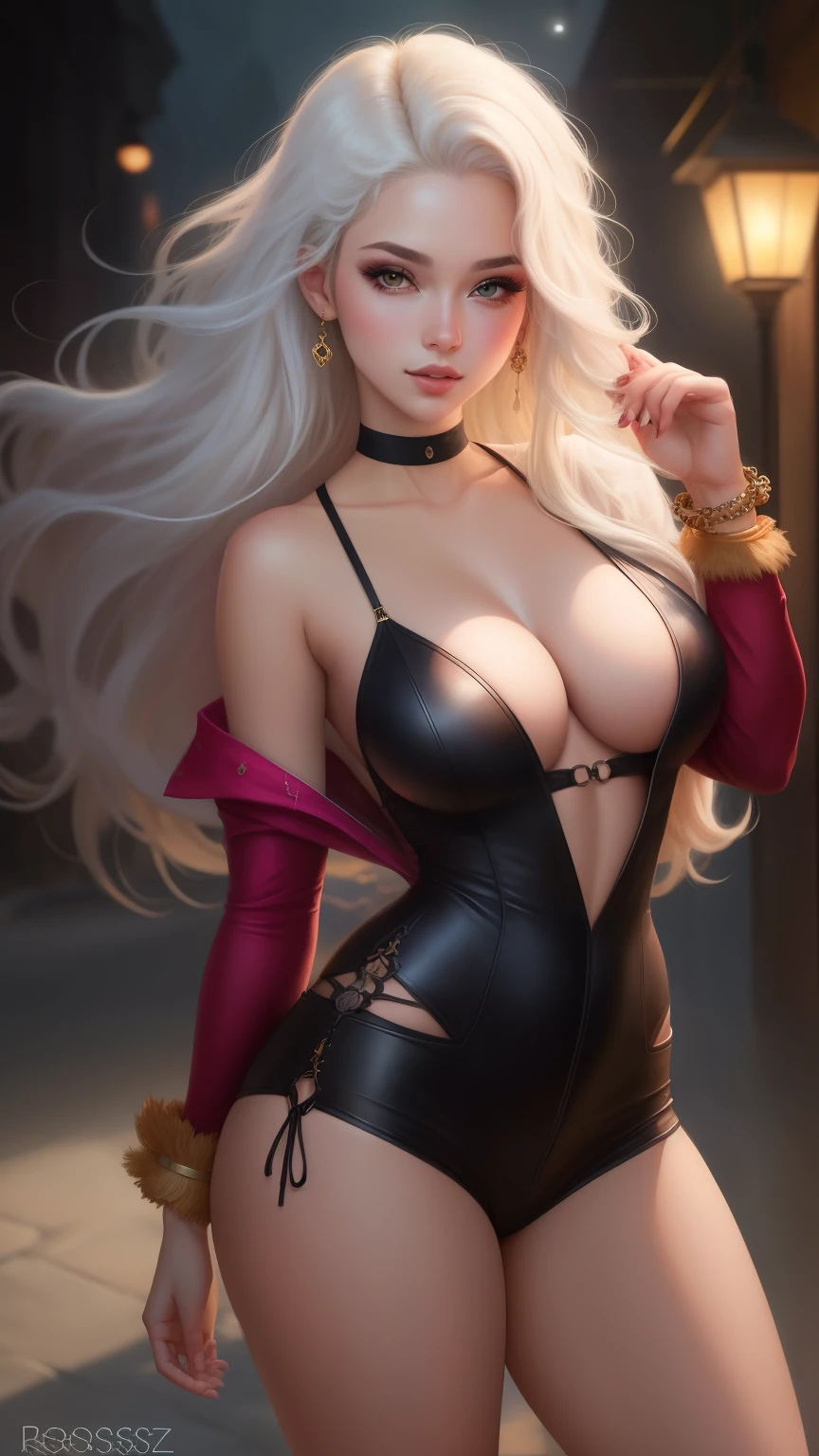 mulher loira com cabelos brancos e roupa branca , de bunda bem empinada, cabelos longos em penteados moderno, de cabelos brancos perfeitos, meninaabelos brancos acompanhada arte no estilo de guweiz, no estilo de ross tran, deviantart artstation cgscosiety, bela arte digital, garota anime sedutora, flowing white hair, estilo artgerm, inspirado em Ross Tran, sfw, noite, sexy