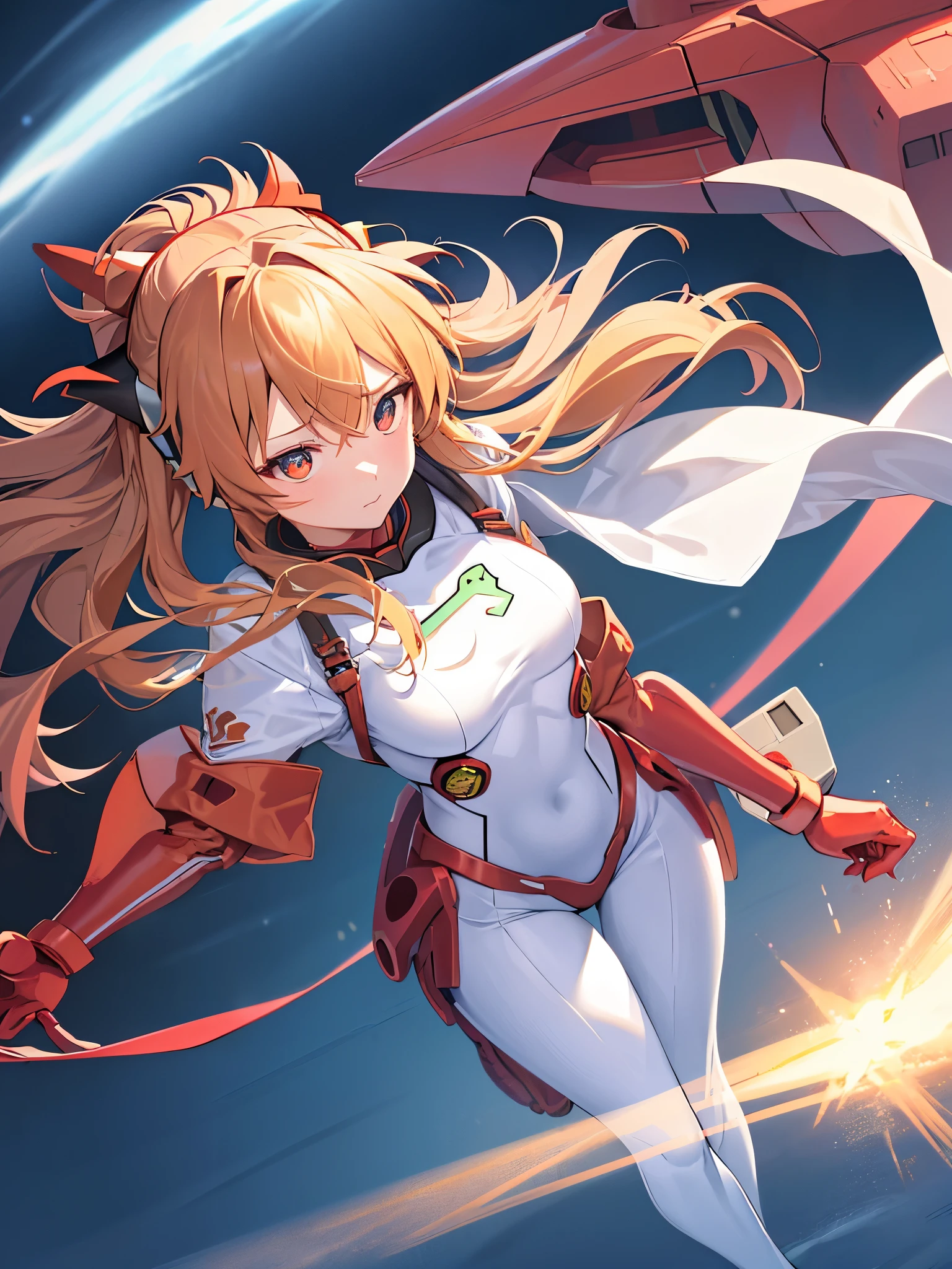 (Overhead view),dynamic angle,Super detailed, illustration, close up anus, straight, 1 girl, 
 ((Soulyu Asuka Langley, interface headset, Red bodysuit:1.4, blonde milf)),Her eyes shone like dream stars,(Shining eyes:1.233),(beautiful and detailed eyes:1.1),(Expressionless,closed mouth),(Standing mechanical room with tools and spaceship windows inside a white spaceship),
(night time:1.2),dream, [[delicate fingers and hands:0.55]::0.85],(detail finger),