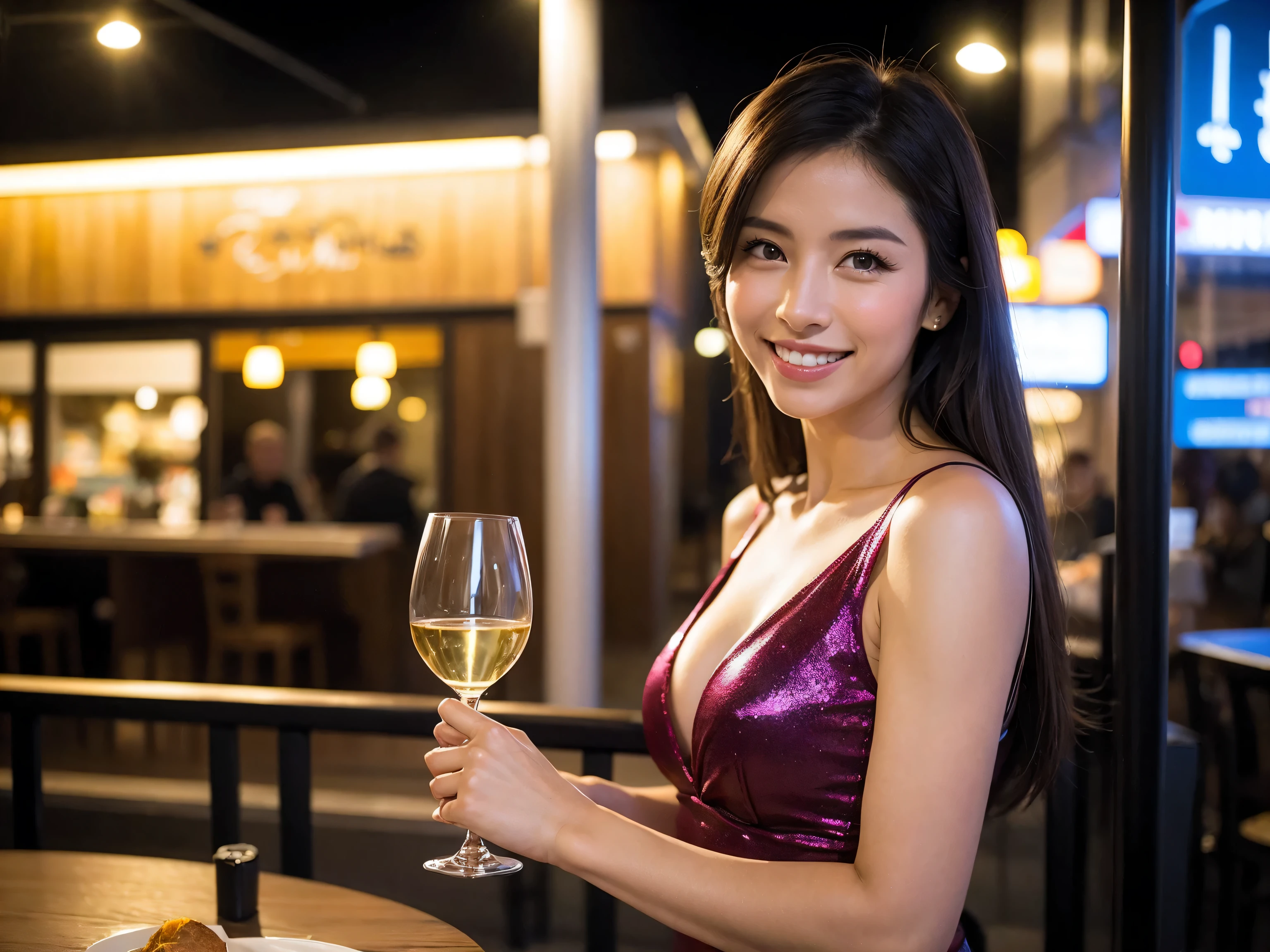 (64km race, ticker, highest quality, debris flies: 1.2), (reality, that'reality的な: 1.37), pretty woman 1, (slim face), (slimボティ), (brown hair), (shortcut), Colombia、Brazilian、Japanese、Spaniard、Dutch、American、french、cheeks blush a little, (35 years old), 38 years old, alone, A beautiful and detailed night view spreads out outside the window..........., restaurant, wine glassに座って, At night, in a prominent place (from the Upper body) nova frog style, actress, model, Upper body, White wine, slim, wine glass, Very beautiful night view, 真ん中に置かれたwine glass, smile, (shy smile: 1.15), beautiful and detailed eyes, Upper body 全身, bust japan up, At night, short story, short story, actress, model, Upper body, White wine, slim, wine glass, Very beautiful night view, 真ん中に置かれたwine glass, smile,