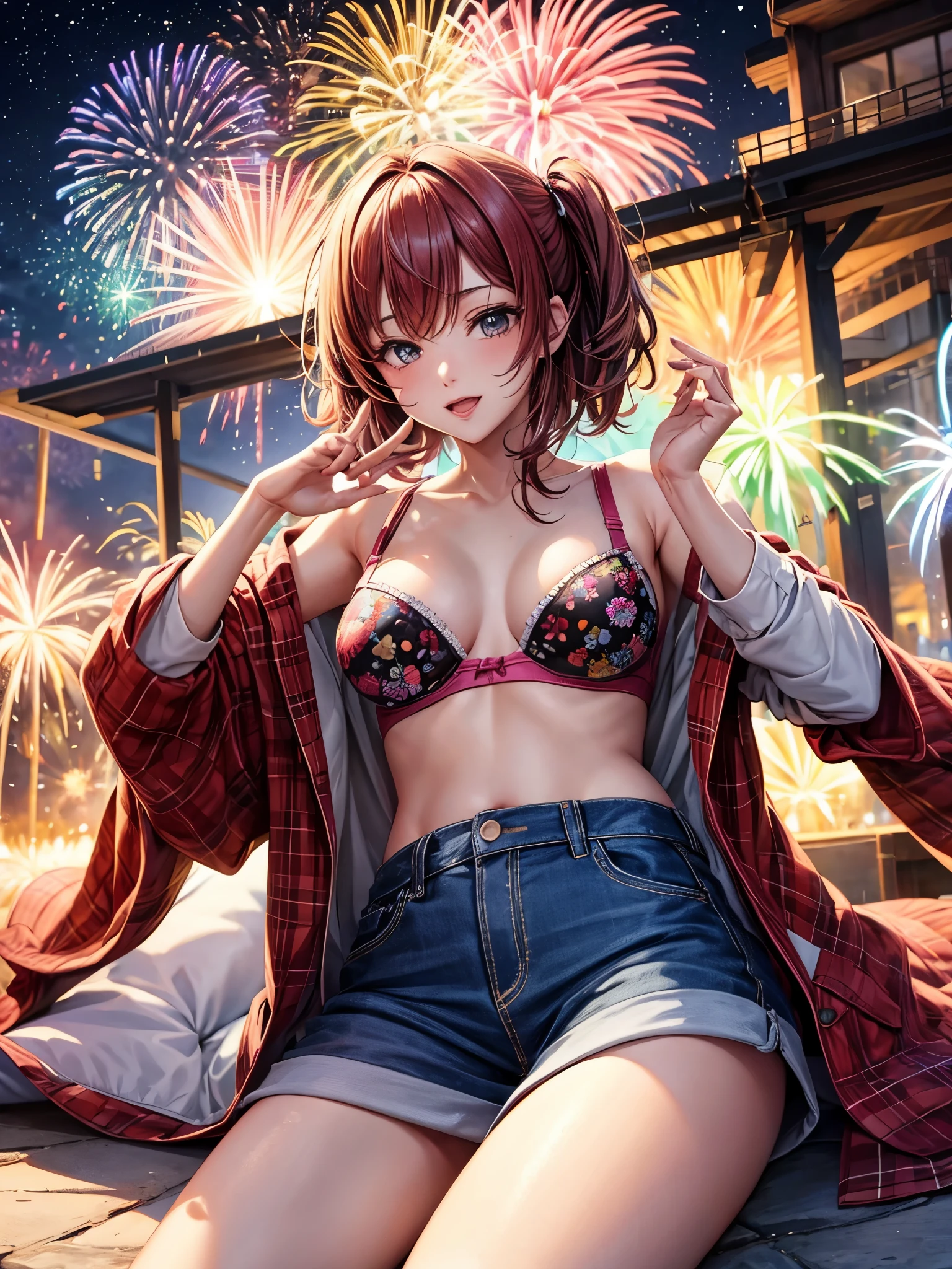 1 female Coloring underwear Fireworks Festival laying on back