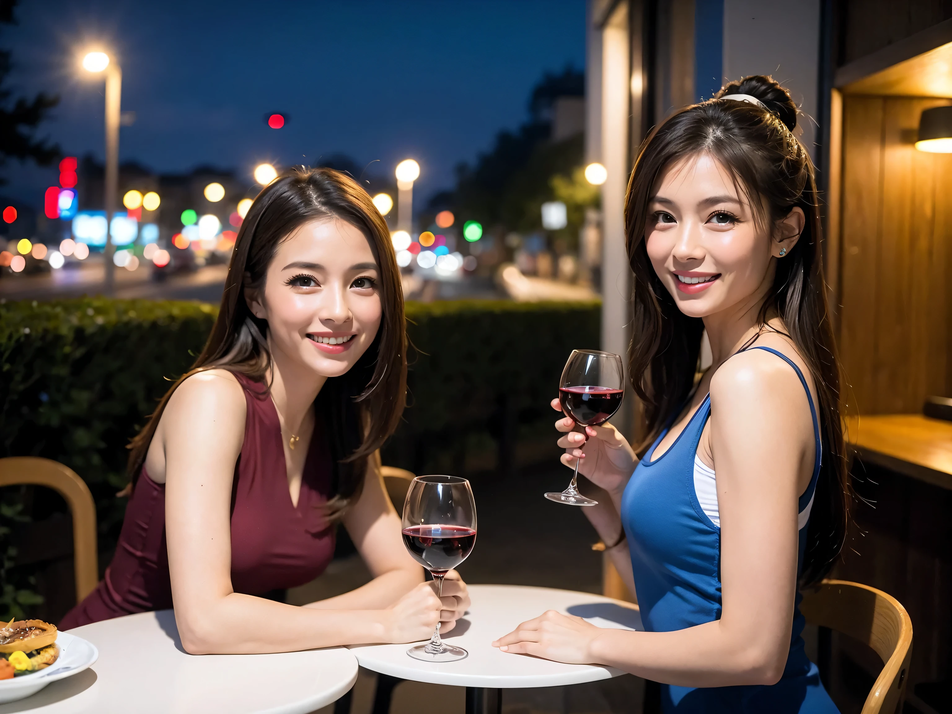 (km race, ticker, highest quality, debris flies: 1.2), (reality, that'reality的な: 1.37), pretty woman 1, (slim face), (slimボティ), (brown hair), (shortcut), Colombia、Brazilian、Japanese、Spaniard、Dutch、American、french、cheeks blush a little, (35 years old), 38 years old, alone, A beautiful and detailed night view spreads out outside the window..........., restaurant, wine glassに座って, At night, in a prominent place (from the Upper body) nova frog style, actress, model, Upper body, White wine, slim, wine glass, Very beautiful night view, 真ん中に置かれたwine glass, smile, (shy smile: 1.15), beautiful and detailed eyes, Upper body 全身, bust japan up, At night, short story, short story, actress, model, Upper body, White wine, slim, wine glass, Very beautiful night view, 真ん中に置かれたwine glass, smile,