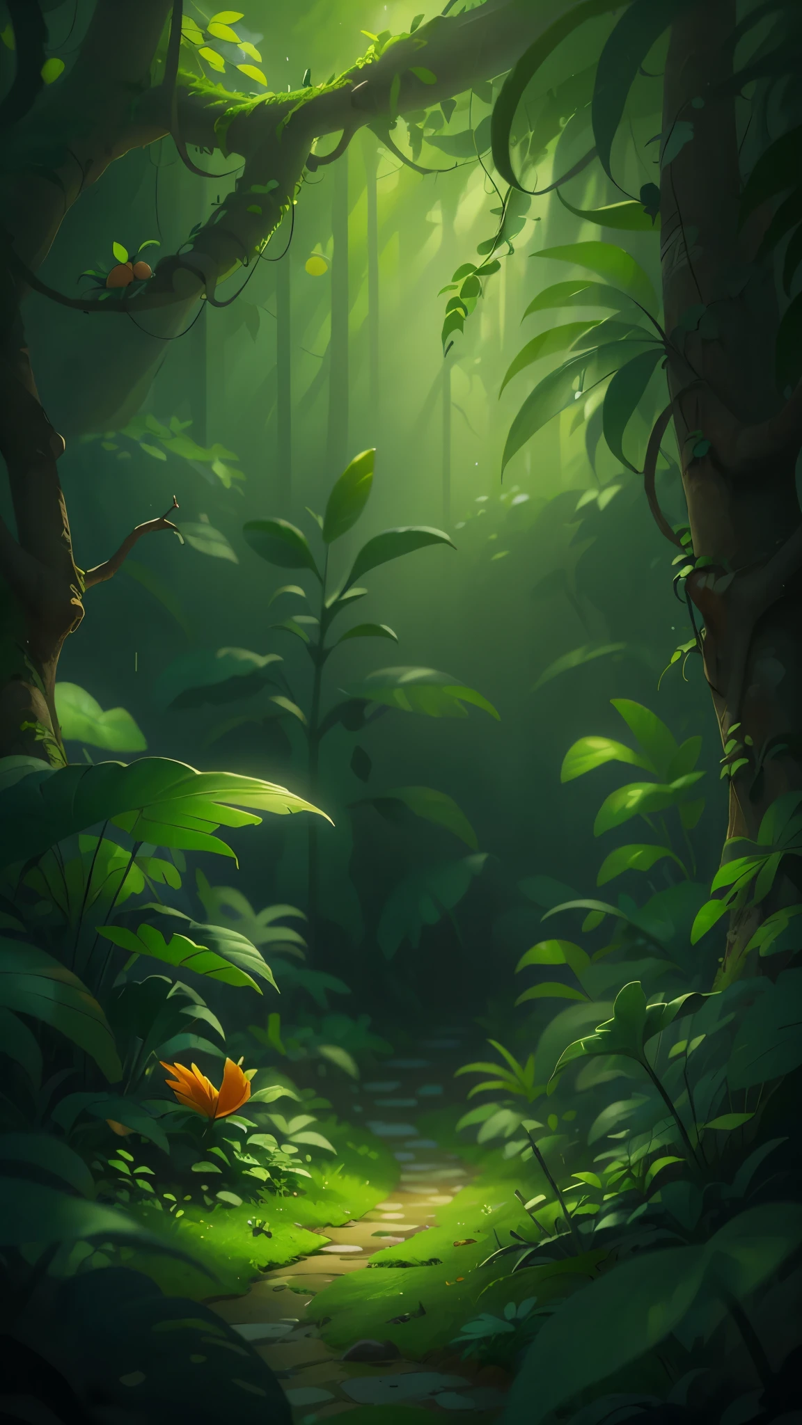 Tropical rainforest in the morning,Pixar cinematic style, best quality, movie stills,