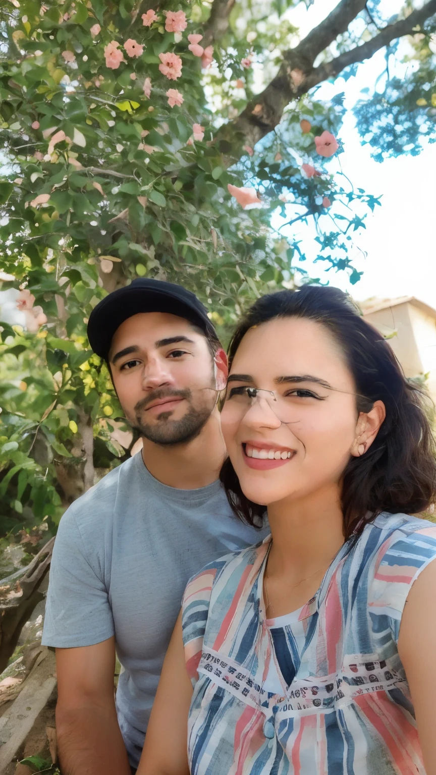 there is a man and woman sitting next to each other, powder Nándor Katona, retrato de duas pessoas, imagem de perfil, vacation photo, foto de retrato, retrato de casal, imagem de avatar, casal feliz, fotografia de retrato, foto tirada em 2 0 2 0, retrato de casal, trees in the background, retrato de perfil, against the backdrop of trees