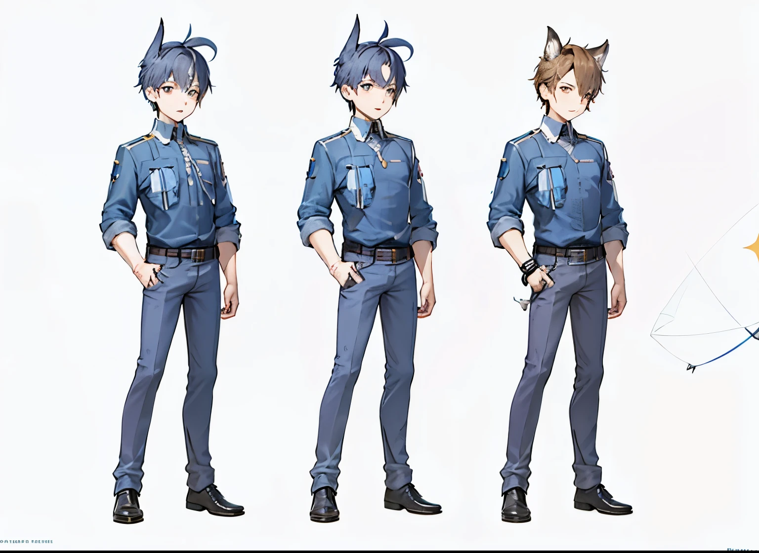 French-German image of a man wearing a blue shirt and pants, ( ( character concept art ) ), official character art, Single character whole body, detailed full body concept art, full body character concept, full body single character, full body character concept art, full body concept art, full body character, male character design, human male character art, Official character illustrations