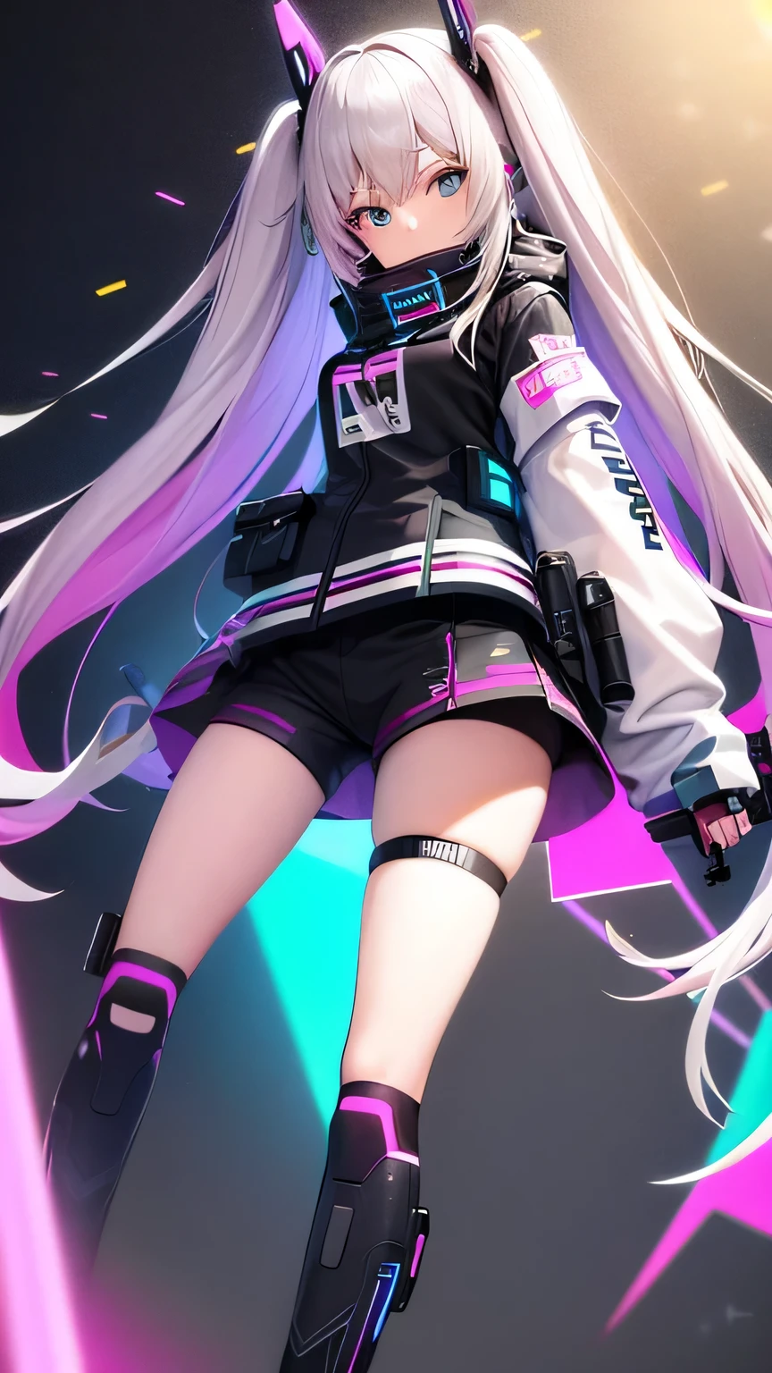 girl　cyberspace　cybertic wear　I have a gun