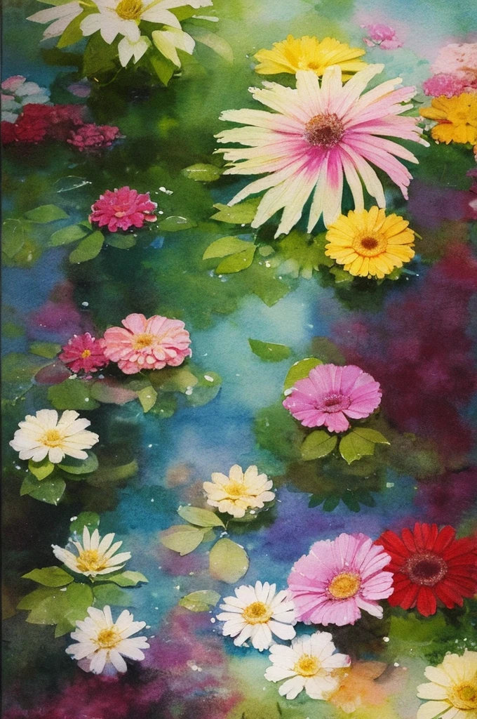 abstract watercolor art,gentle,painting,splashes,flowers