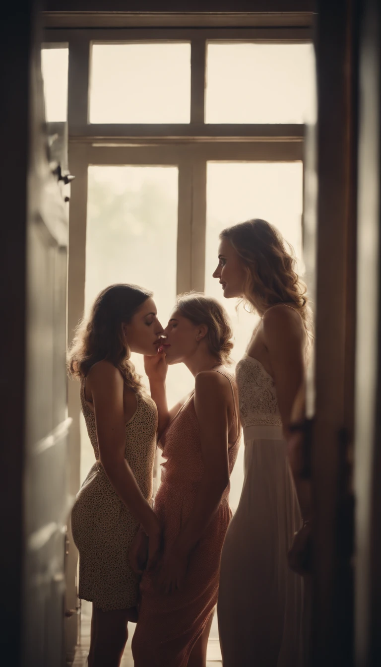 Three girls sucking boobs in the house