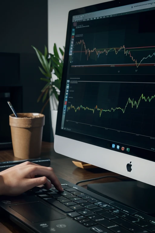 economic charts on the computer screen and no human involoved