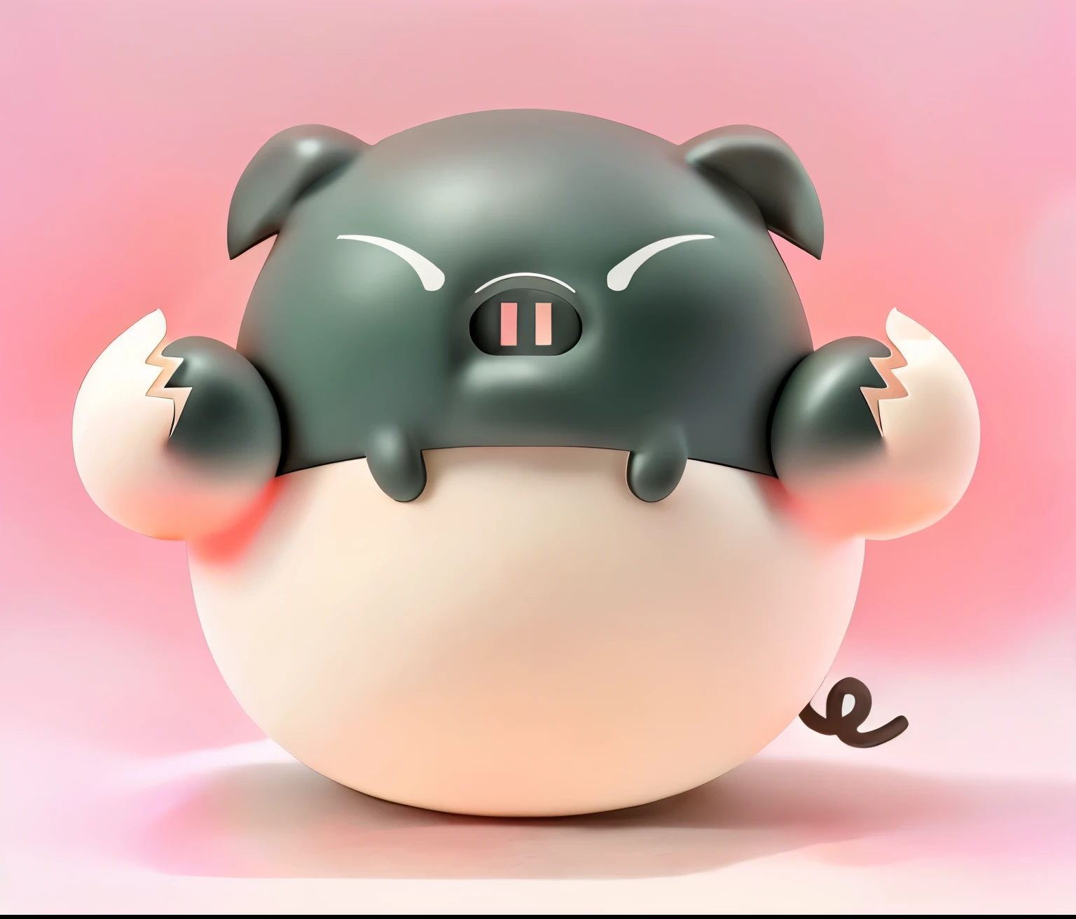 Blind box toy style，Figure style，tumbler，Cute black pig