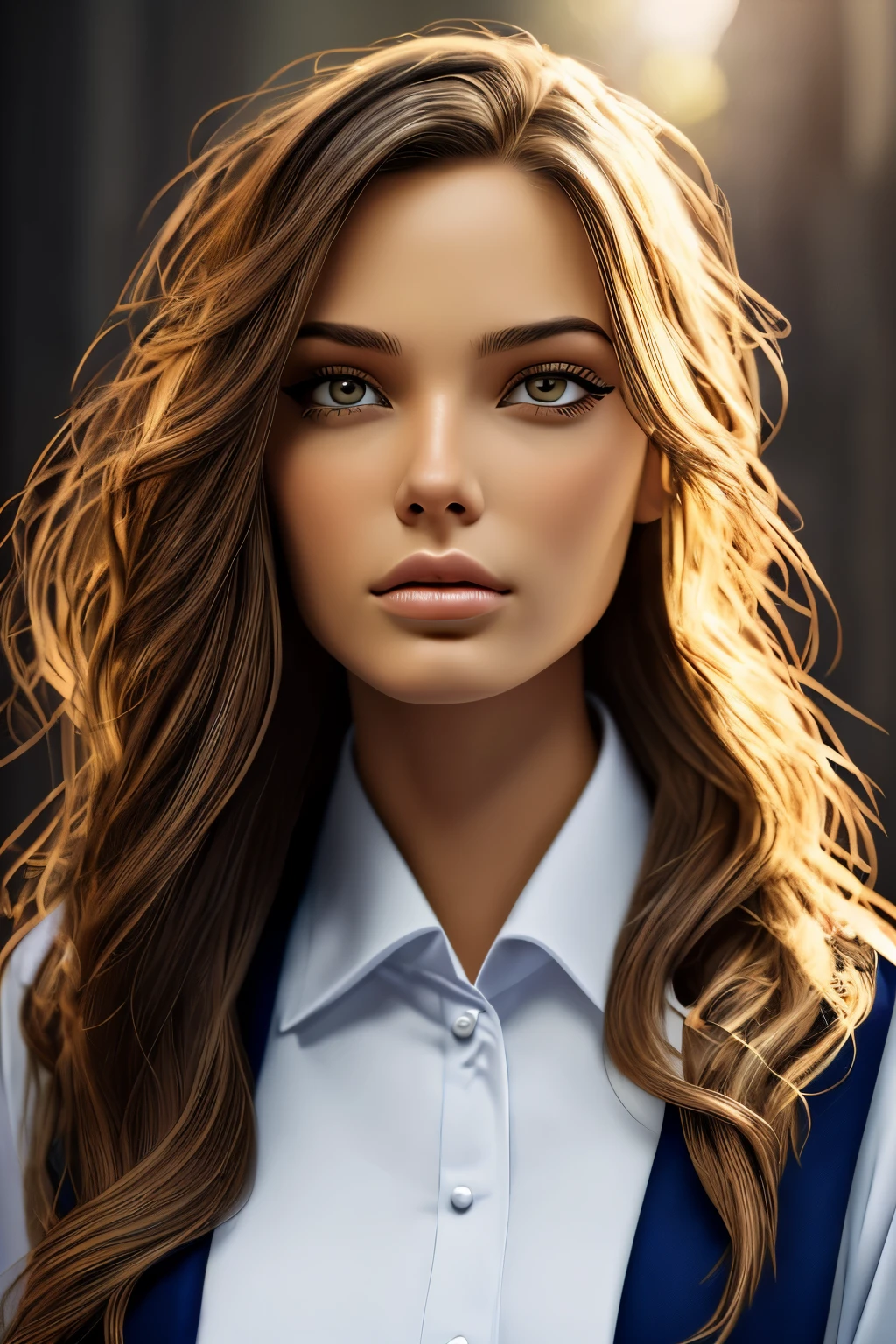 (hyper-realistic), (8k), (Very detailed), (Best Illustration), (Beautiful and delicate eyes), (best quality), (Super detailed), (masterpiece), (wallpaper), (Detailed face), alone, 1 girl, one-hour drawing challenge, Wet sweat, (Uniforms:1.3), looking at the audience, Exquisite details, Detailed faces, ,purebred face_ v1,
