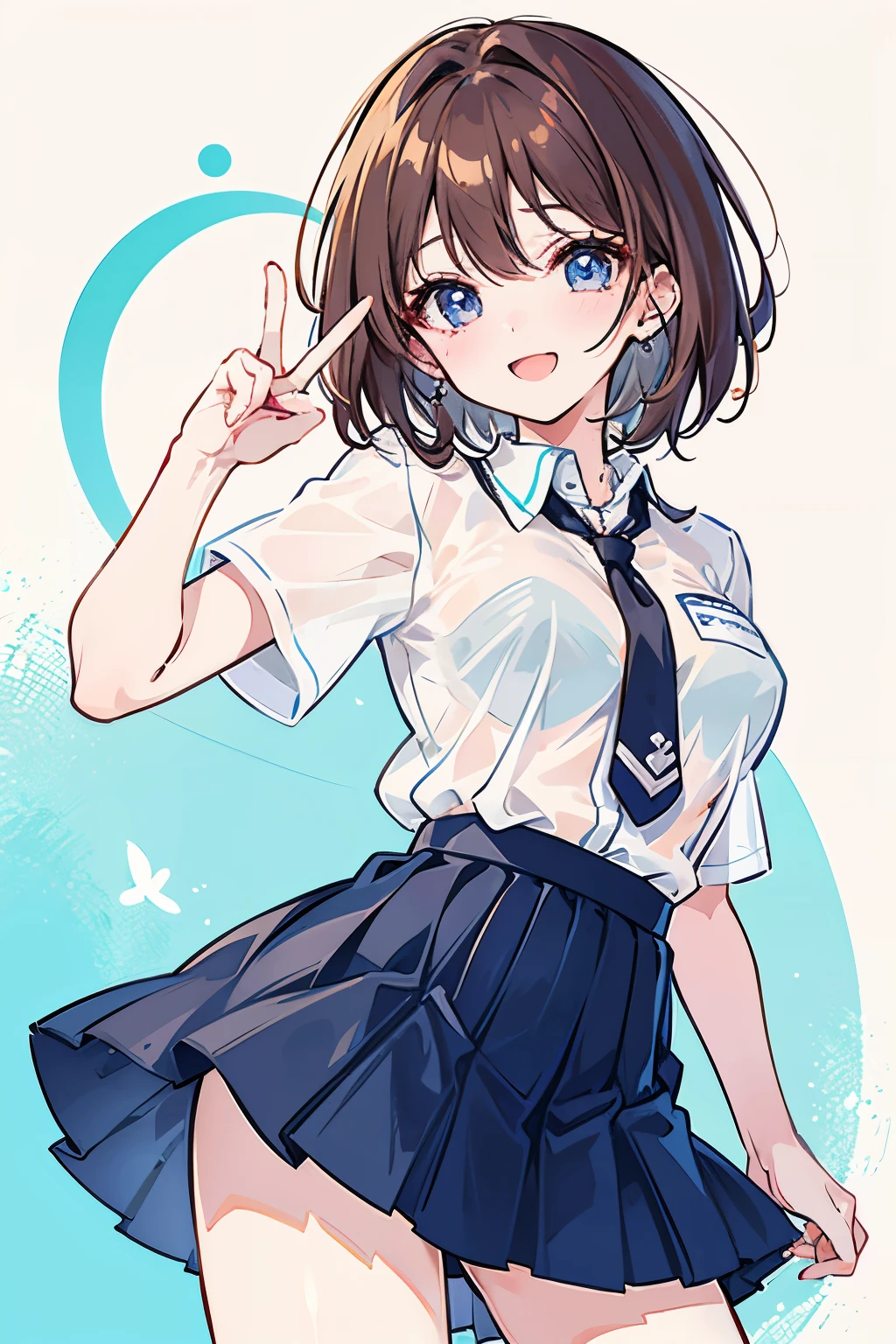 Anime girl in a school uniform pointing at something - SeaArt AI